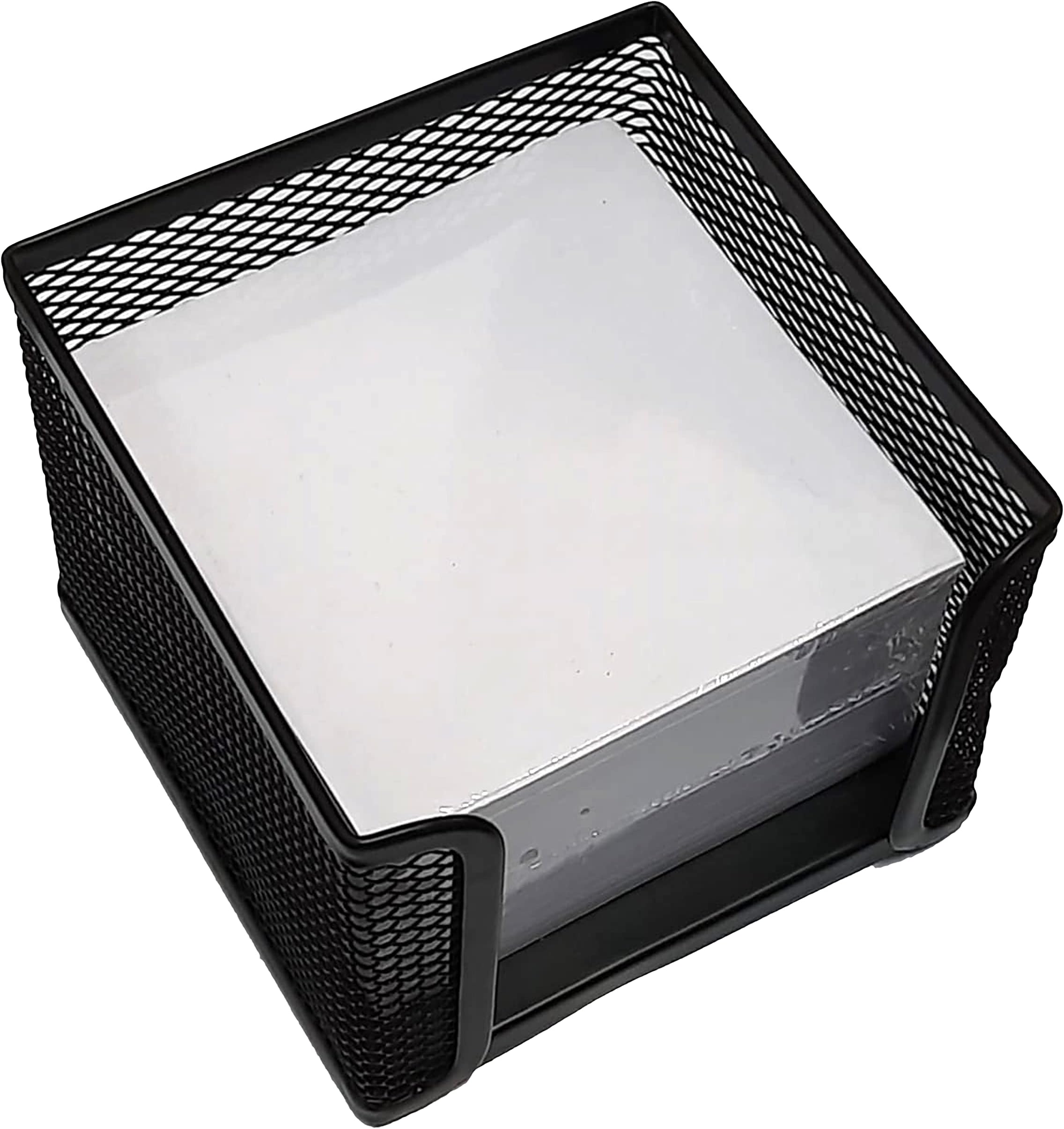 IMPRINT Black Metal Memo Block Holder with Memo Cube with 650 Papers,Holder Size 10 X 10 X 8 CM