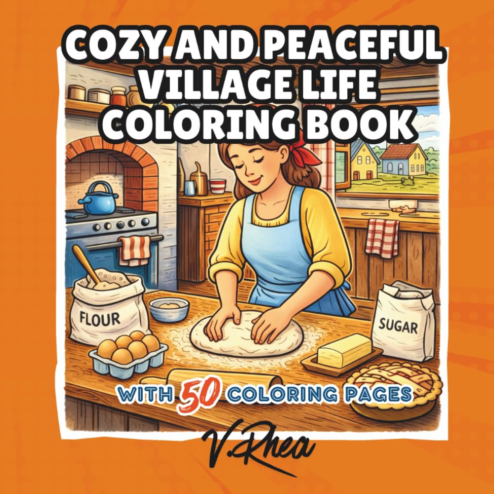 Cozy and Peaceful Village Life Coloring Book