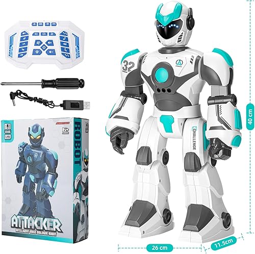 Miniatura 7 de Robot Grande con Control de Voz Remoto Juguetes Inteligentes Programables de Ciencia Popular con Detección de Gestos, Regalos para Niños
