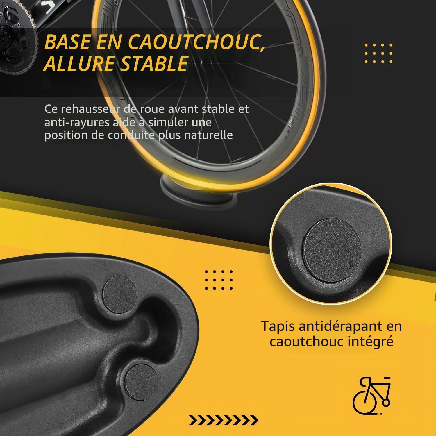 Flexzion - Support de Roue Avant Riser, en Plastique moulé de vélo Robuste pour stabiliser Les vélos Support de Bloc de Mise à Niveau pour Les Exercices, Sports, d'entraînement des vélos d'intérieur