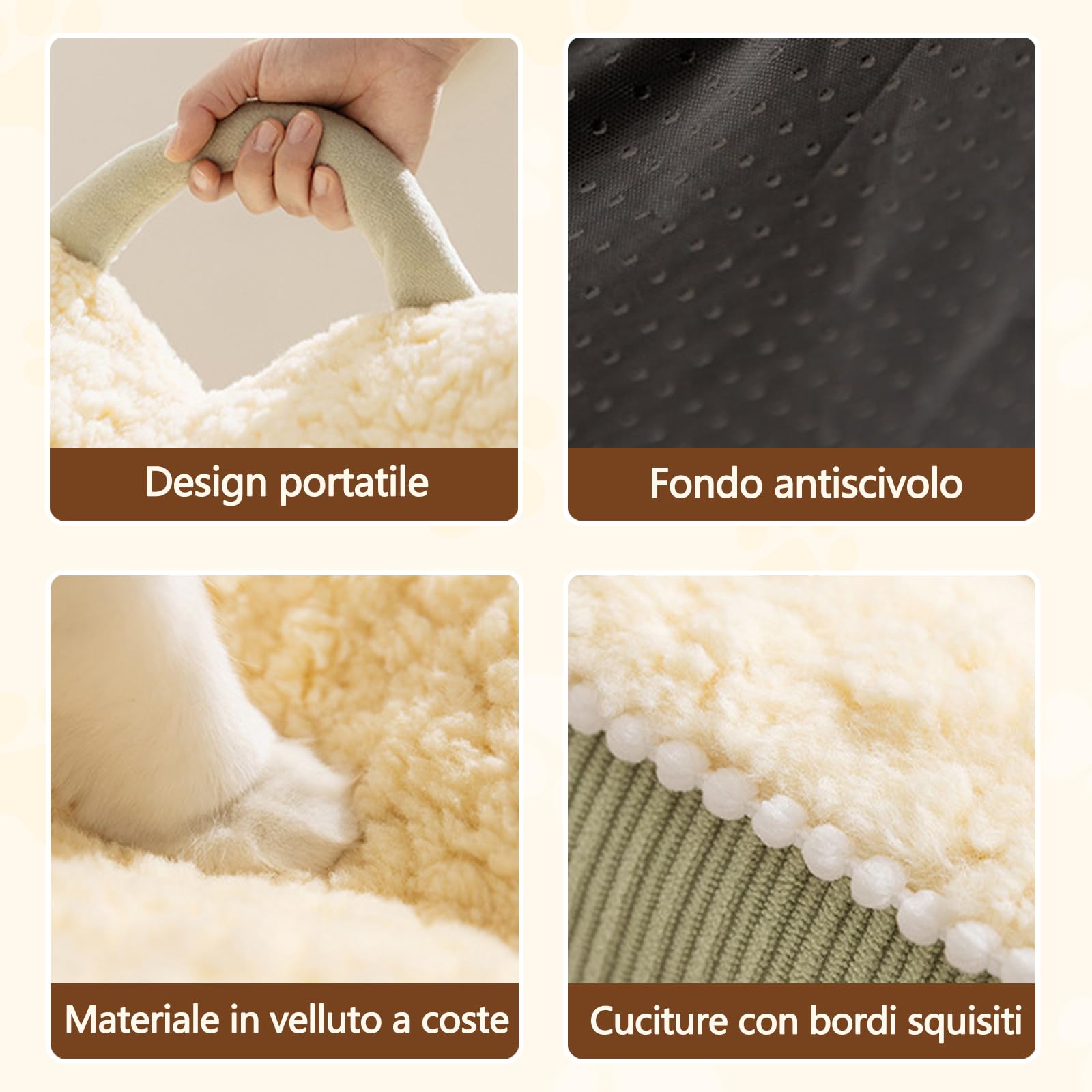 Galatée Cuscino Rotondo a Forma Di Ciambella Per Gatti, Cuccia Per Cani Di Lusso Lavabile, Divano Soffice Per Cani, Nido Per Animali Domestici Con Fondo Antiscivolo(XL, Verde)