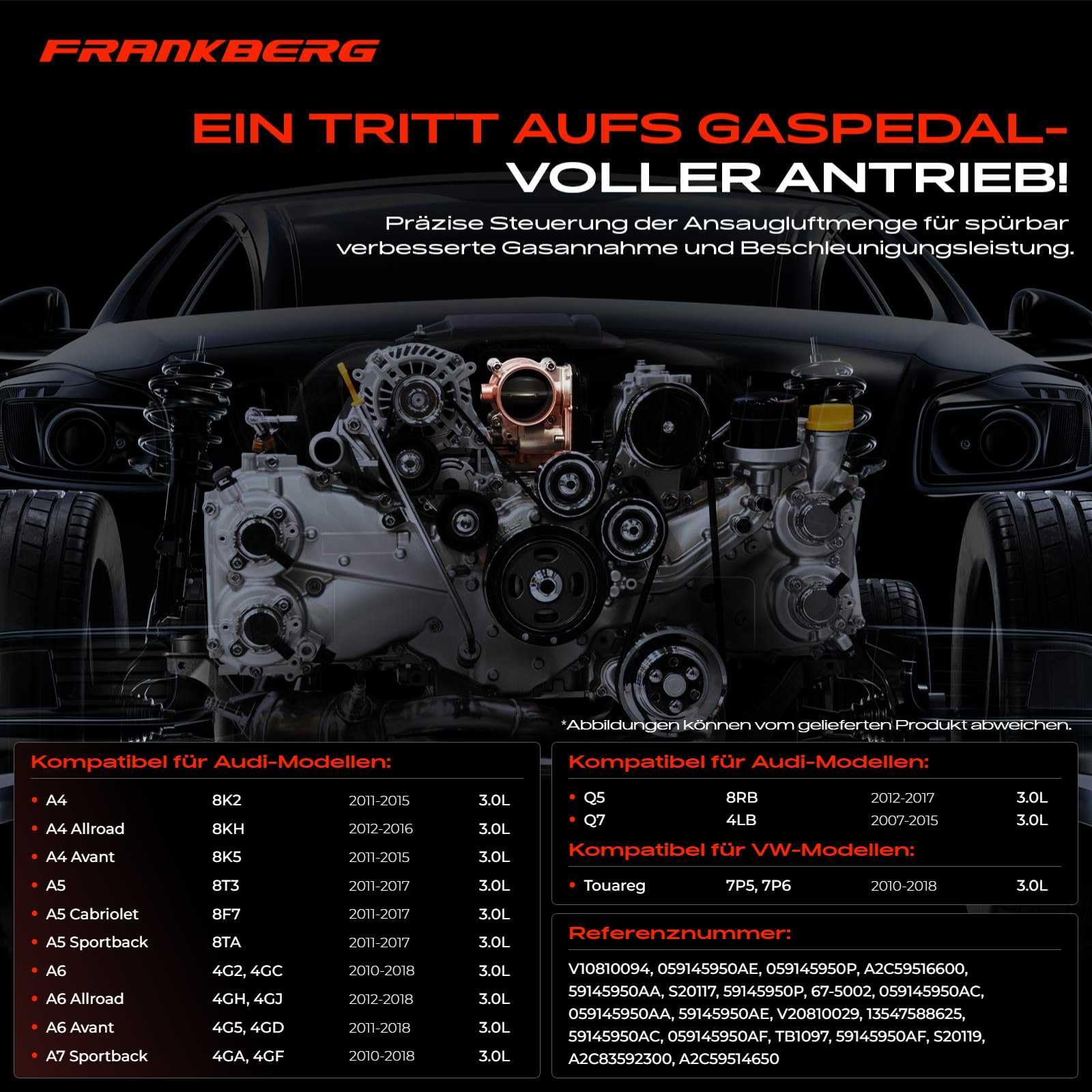 Frankberg Drosselklappe Drosselklappenstutzen mit Dichtung Diesel Kompatibel mit A4 8K2 3.0 TDI q.u.a.t.t.r.o 3.0 TDI 3.0L 2011-2015 A4 Allroad 8KH Replace# 059145950AF