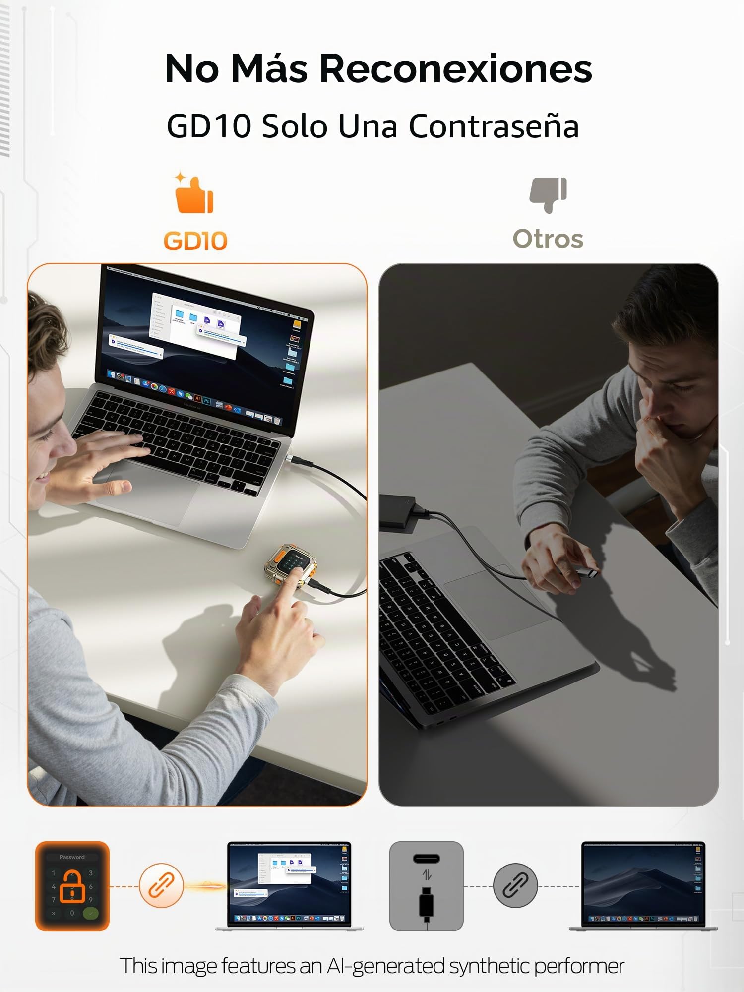 MOVE SPEED Disco duro externo con pantalla táctil, SSD portátil de hasta 10 Gbps, USB-C 3.2 Gen2, compatible con iPhone, Windows, Mac y más (GD10, 2 TB)