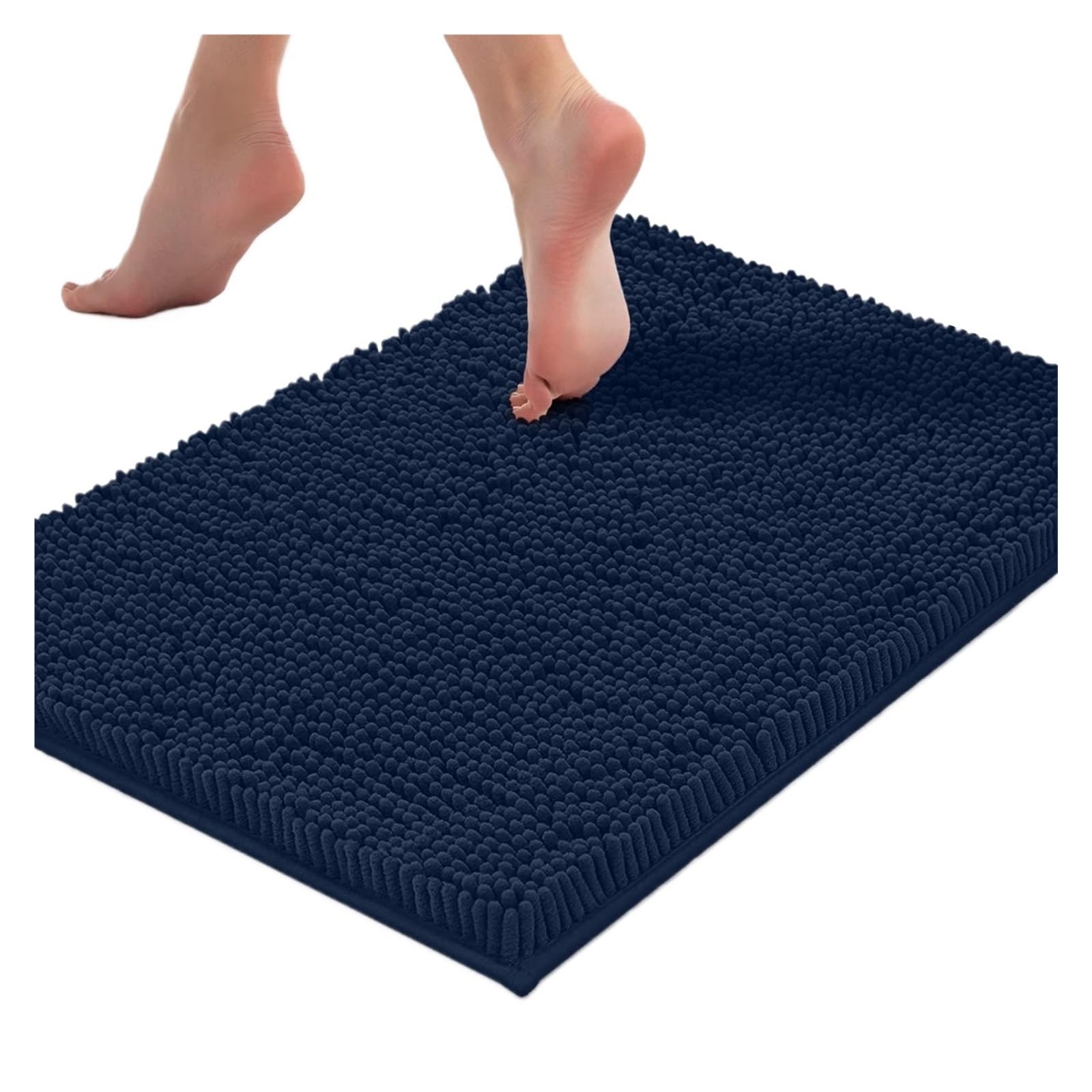 Shower Mat Absorbent Soft Plush Bath Mat Machine Washable Non slip Bathroom Carpet Suitable for Bathtubs and Showers(DEEP BLUE,500MMx800MM)