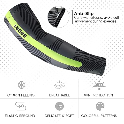 Miniatura 3 de TClian Mangas deportivas de compresión para brazos protección solar UV mangas de brazo de enfriamiento para baloncesto correr ciclismo para hombres