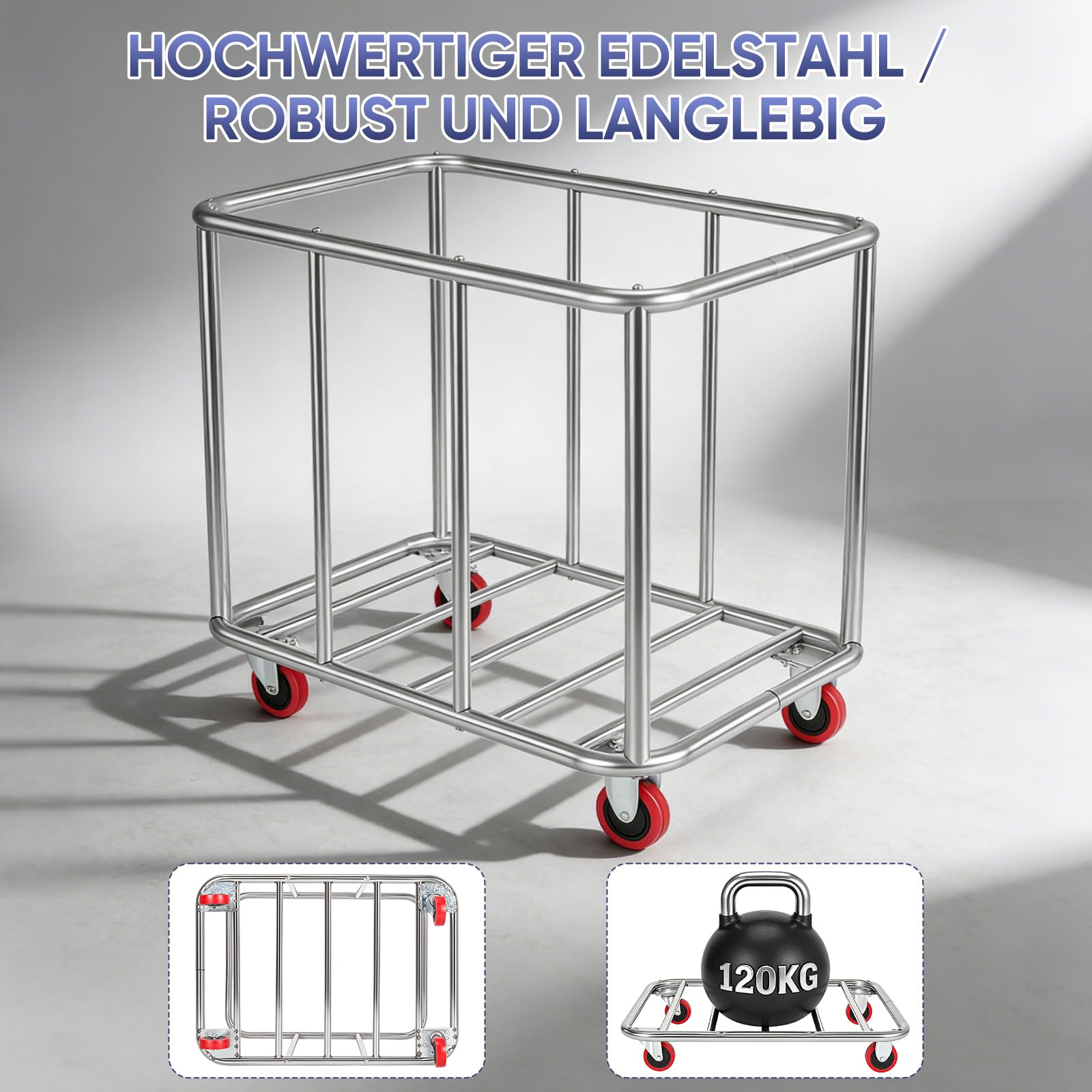 Carrello Per Biancheria, Cesto Portabiancheria Cesti Portabiancheria Commerciali In Acciaio Inox Con Ruote Commerciale Impermeabile Antiruggine Rimovibile Grandi Per Casa Hotel Lavanderia 90X65X81Cm