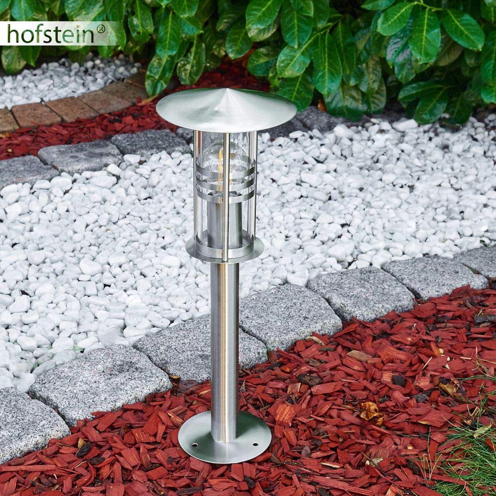 Forli Lampe d'extérieur moderne en acier inoxydable brossé et verre 50 cm Lampe de jardin avec douille E27 IP44 Sans ampoule