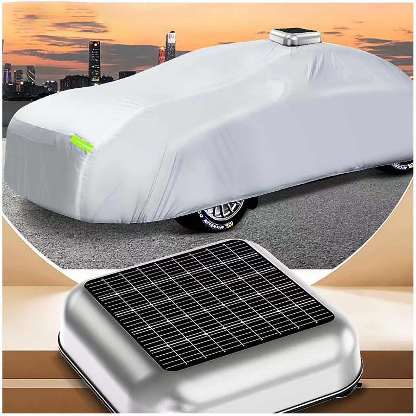 Solar Automatic Car Cover with Remote Control - Waterproof, UV Proof, All Weather Protection with Anti-Theft Alarm Fits Sedan, SUV, MPV, Smart Self-Folding Sun Shade Canopy (A, 5.1 * 1.9 * 1.5m)