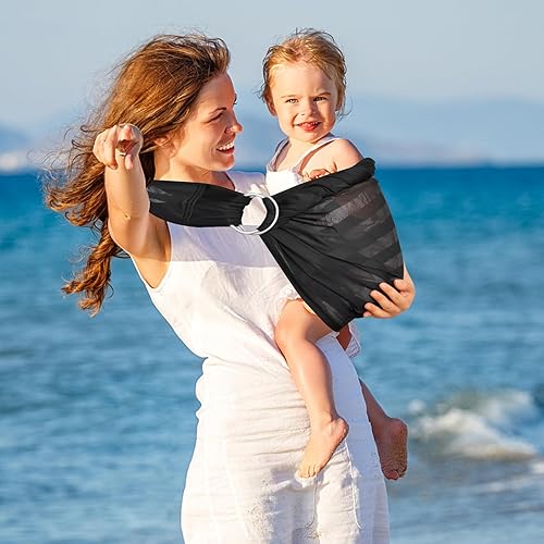 Miniatura 2 de Portabebés de doble anillo para recién nacidos a niños pequeños, de muselina ajustable para llevar al bebé, portabebés, bufanda de portabebés,