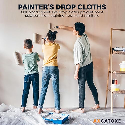 Miniatura 8 de Paños de plástico de 12 x 9 pies (paquete de 6)  Láminas y lonas desechables para pintar, muebles impermeables, sofáprotección del suelo