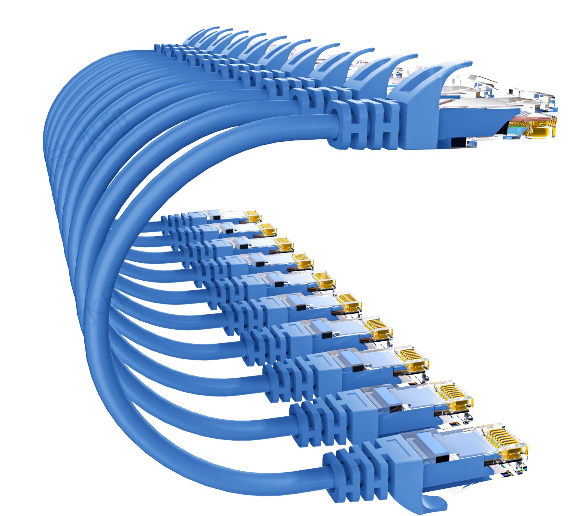 Cavo Ethernet Cat 6 da 0,9 m, confezione da 10 pezzi, cavo patch Ethernet Cat6 ad alta velocità, cavo di rete UTP Cat6 in rame puro, cavo Cat 6 per rete domestica e ufficio, blu