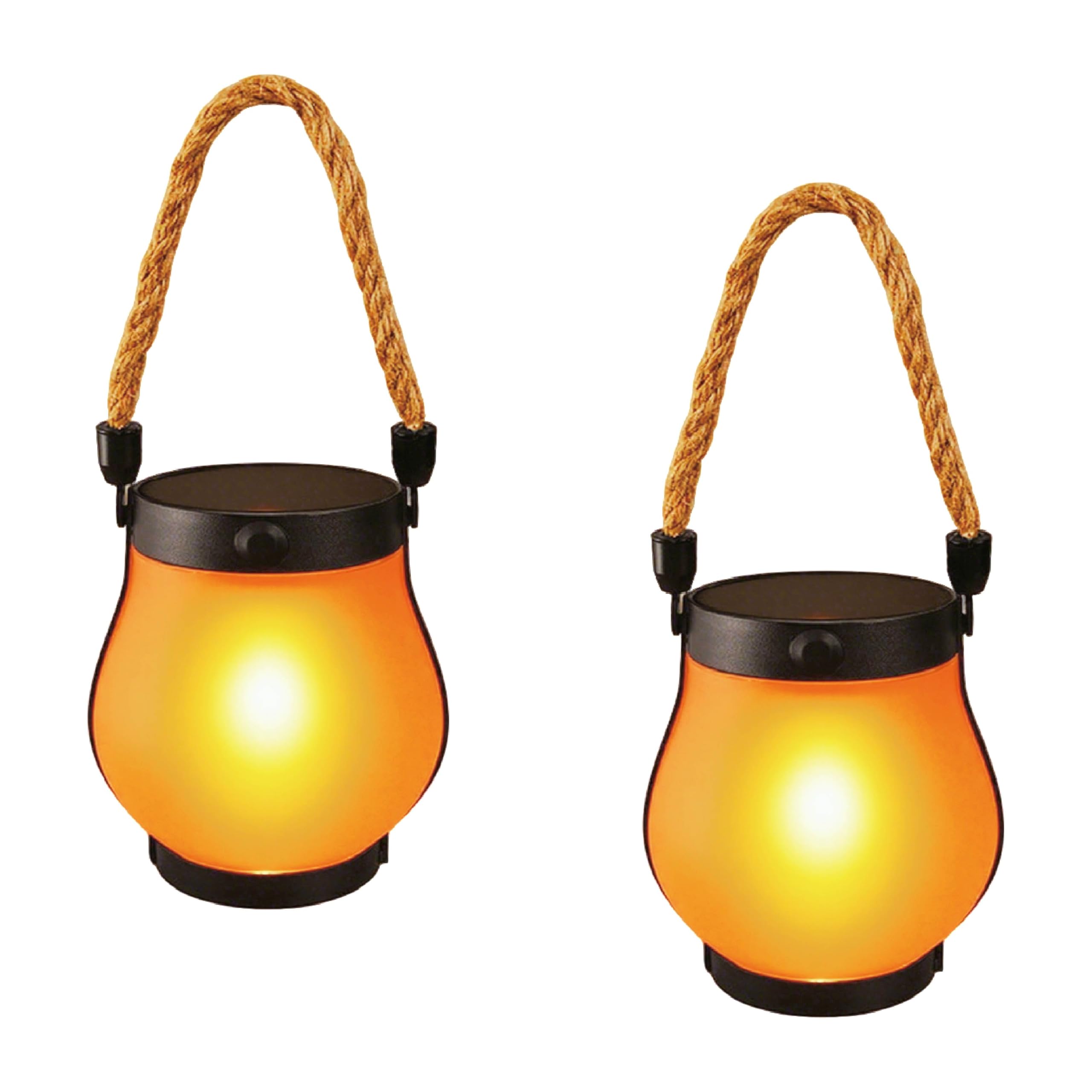Sigmaled lighting - Lampada Solare Effetto Fiamma o Luce Continua, Lanterna da Esterno LED IP44 Crepuscolare, Lampade da Giardino a Ricarica Solare oppure USB, 48-50 Ore di Autonomia, 2 pezzi