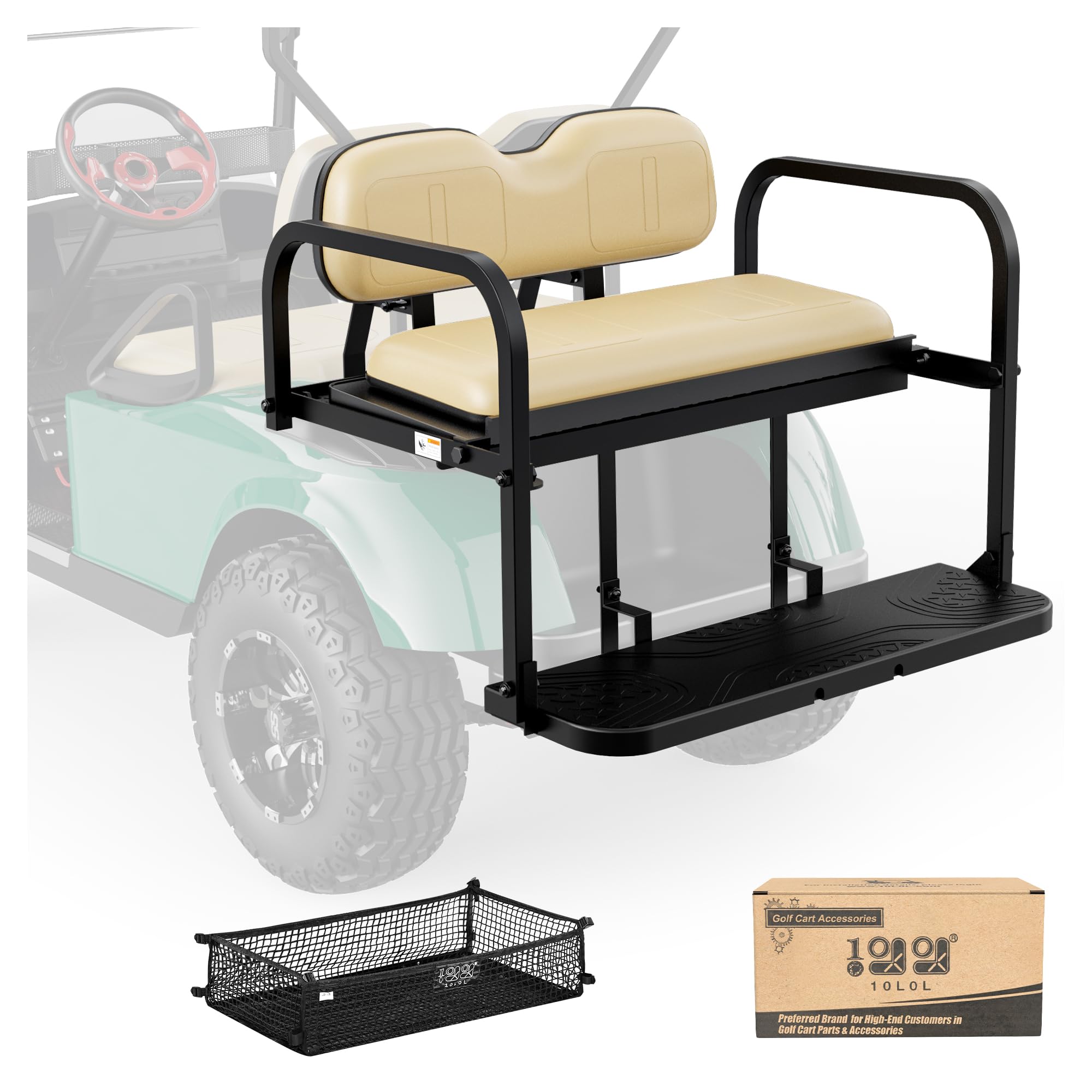 10l0l golf cart rear seat, flip folding back seat kit fits ezgo txt no roof rear strut replacement needed easy installation durable comfortable 2025 new upgrade (used)