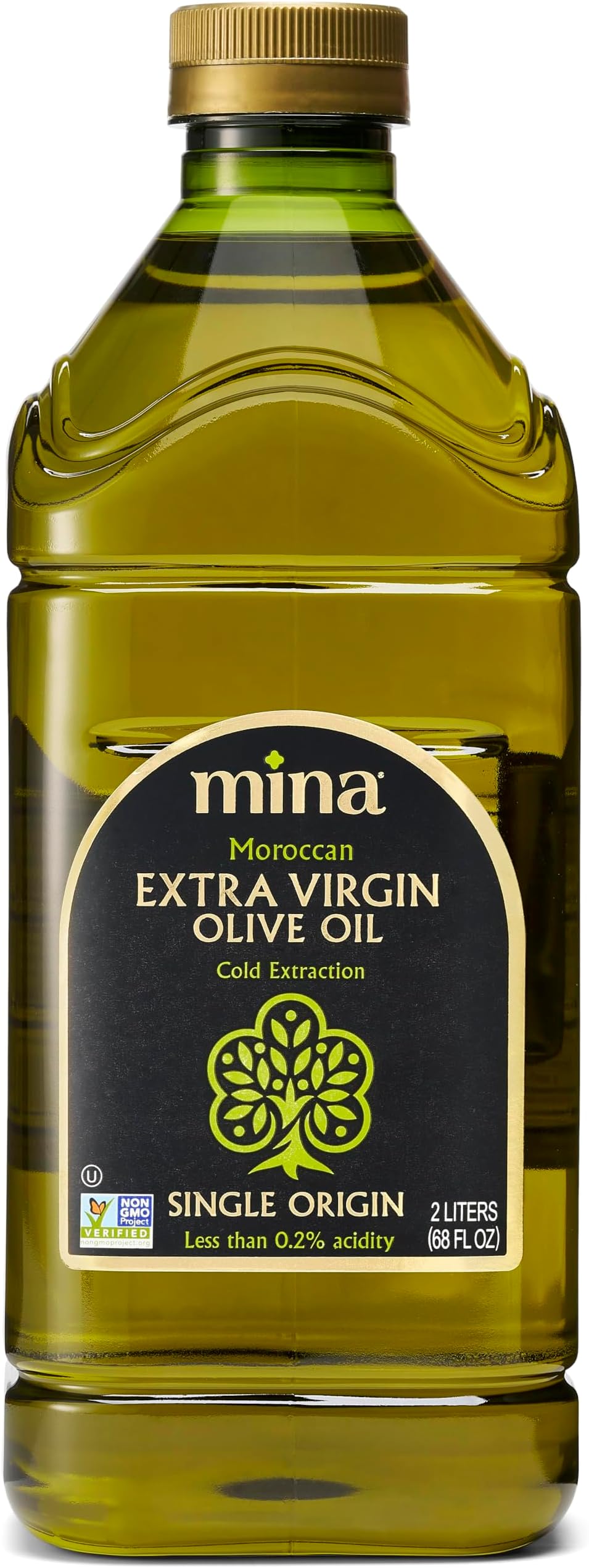Moroccan Olive Oil Extra Virgin 68 Fl Oz, New Harvest, Polyphenol Rich Olive Oil, Single Origin Extra Virgin Olive Oil, Cold Extraction, Less than 0.2% Acidity, 2 L