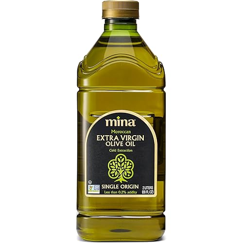 Mina Moroccan Olive Oil Extra Virgin 68 Fl Oz, New Harvest, Polyphenol Rich Olive Oil, Single Origin Extra Virgin Olive Oil, Cold Extraction, Less than 0.2% Acidity, 2 L