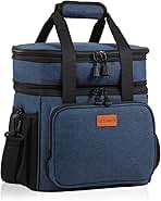 Expandable Large Lunch Box, Insulated Heavy Duty Lunch Bag Waterproof Leakproof Durable Cooler Bag for Men Women Adults Work Construction Camping Trip, 16L, Blue, GLENKEY
