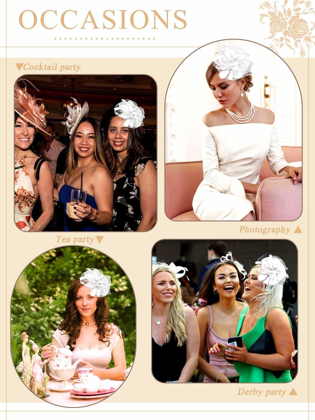 Yokawe Fascinators Hat Feathers Cocktail Headband Tea Party Headpiece for Women - Image 7