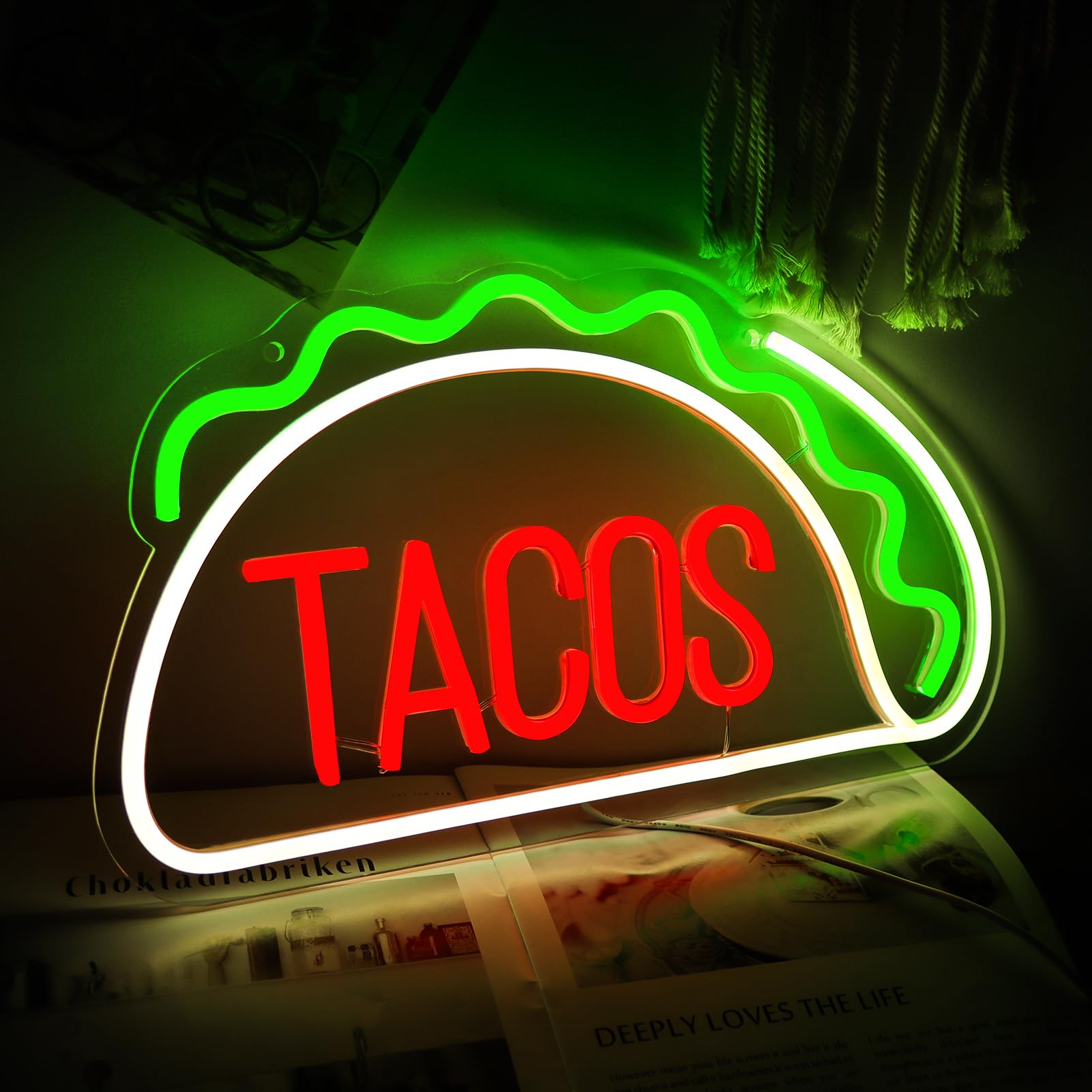 JFLLamp Tacos Neon Signs for Wall Decor Neon Lights for Tortilla