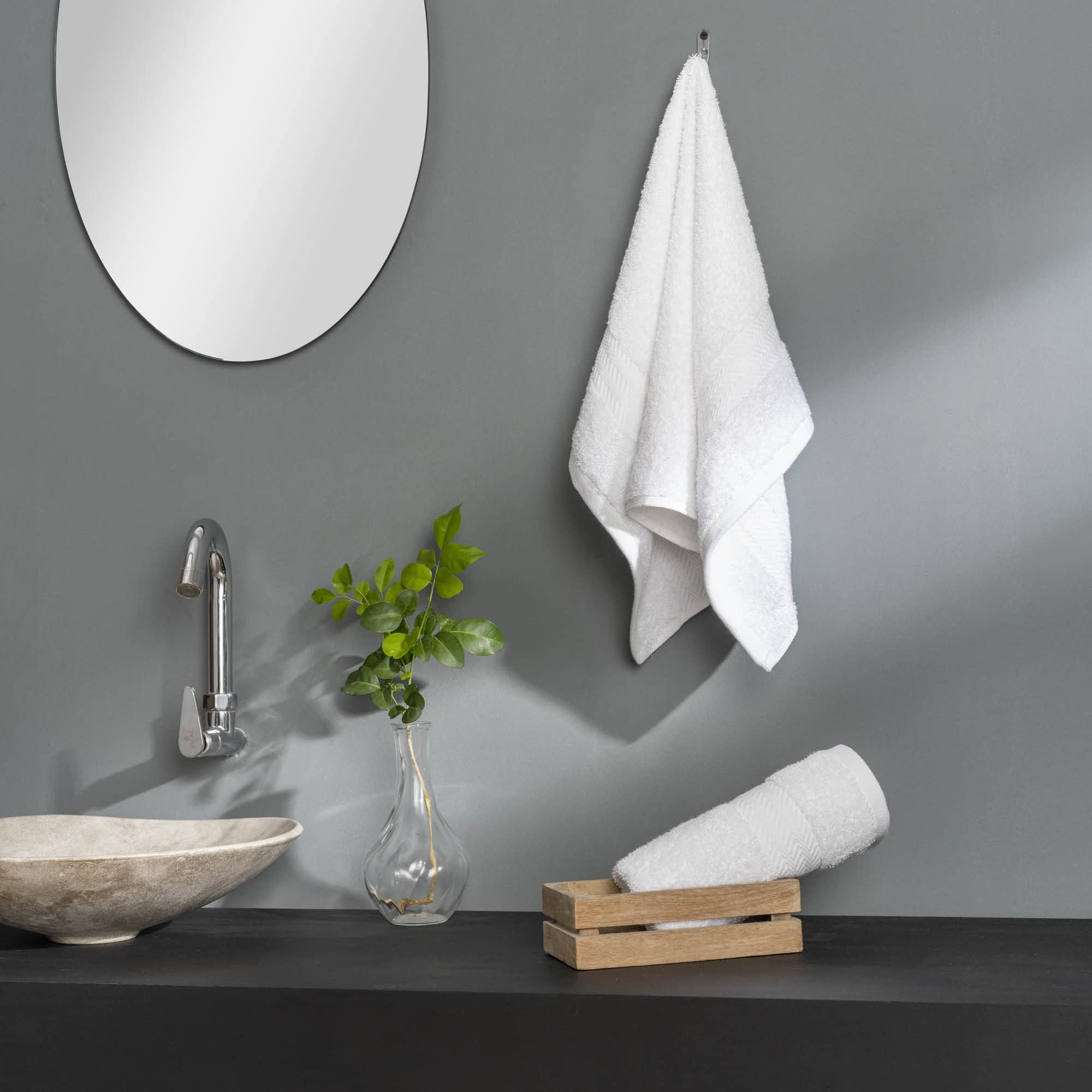 DDECOR White Cotton Hand Towels - Pack of 2 -1