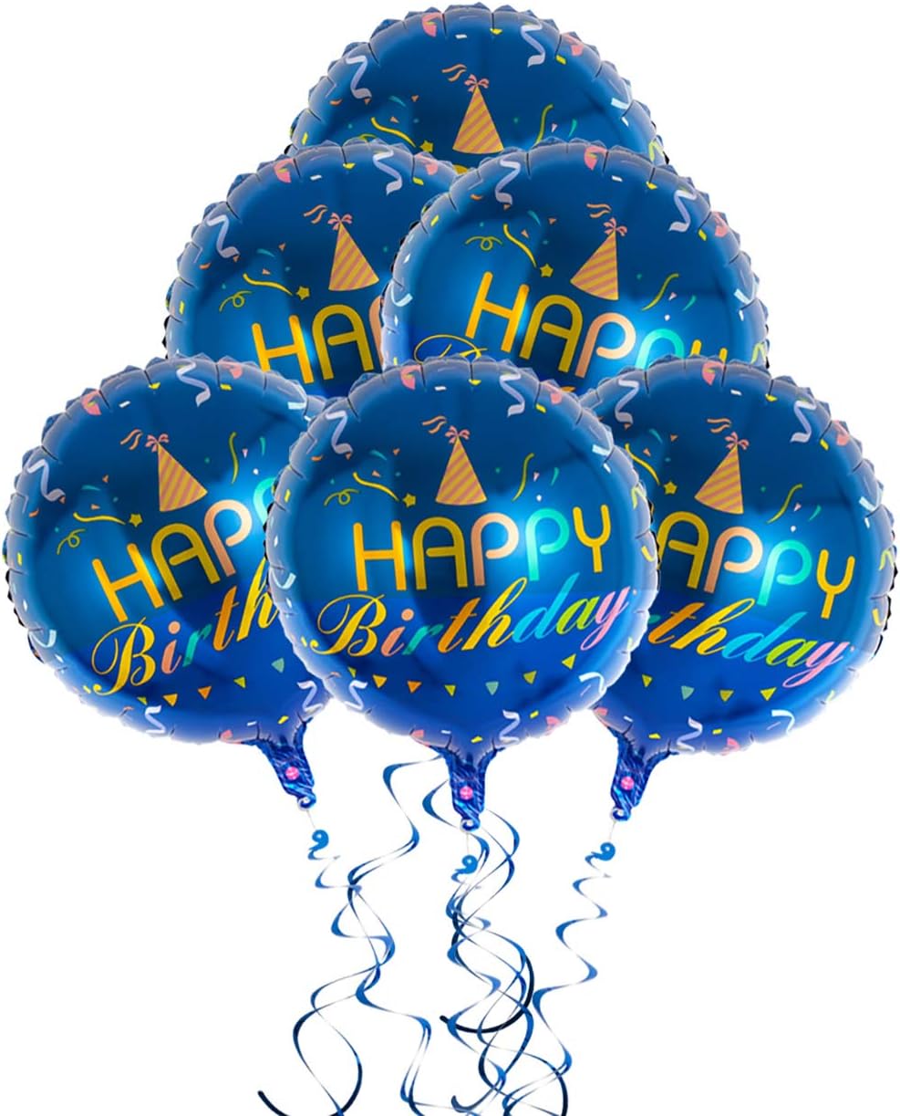 Happy Birthday Balloons For Him Amazon.com: Exclusive Blue Birthday Balloons For Men Boys Women, Happy  Birthday Mylar Balloons For Birthday Party Supplies - 18" Round Self Seal  Helium Foil Balloons With Ribbon 6Pcs : Toys & Games