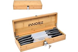 Bamboo Kitchen Knife Holder Lock Box with Lock and Key