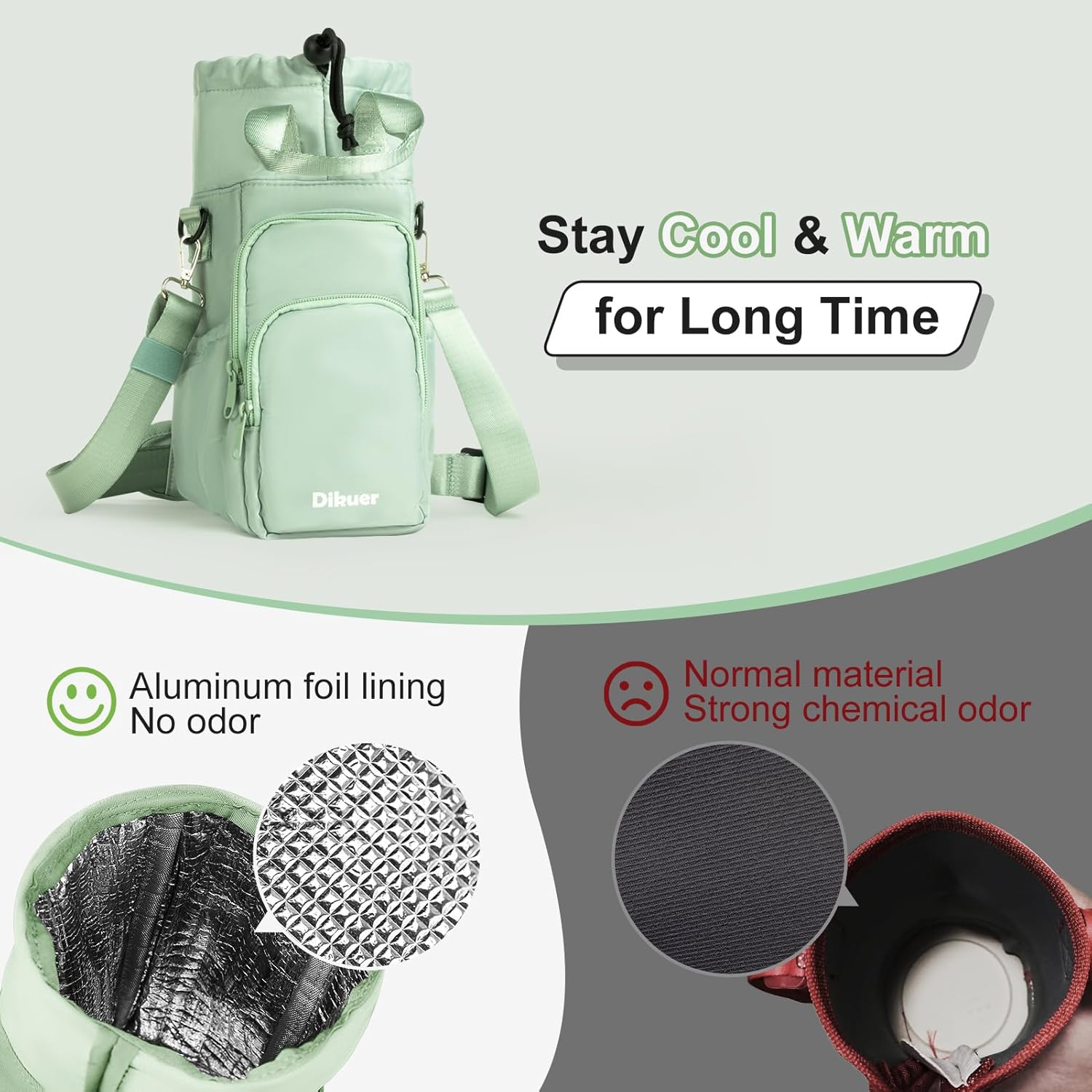 Water Bottle Holder with Strap, 4 Big Pockets with Compartment, 24oz/32oz/40oz Crossbody Water Bottle Carrier Bag - Image 3