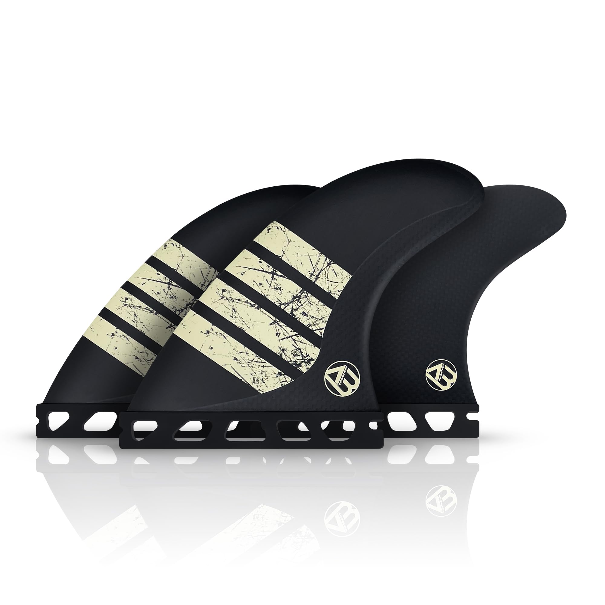 Palmes tri ultra légères en carbone simple/double languette – Ensemble d'ailerons de propulseur de planche de surf Taille M