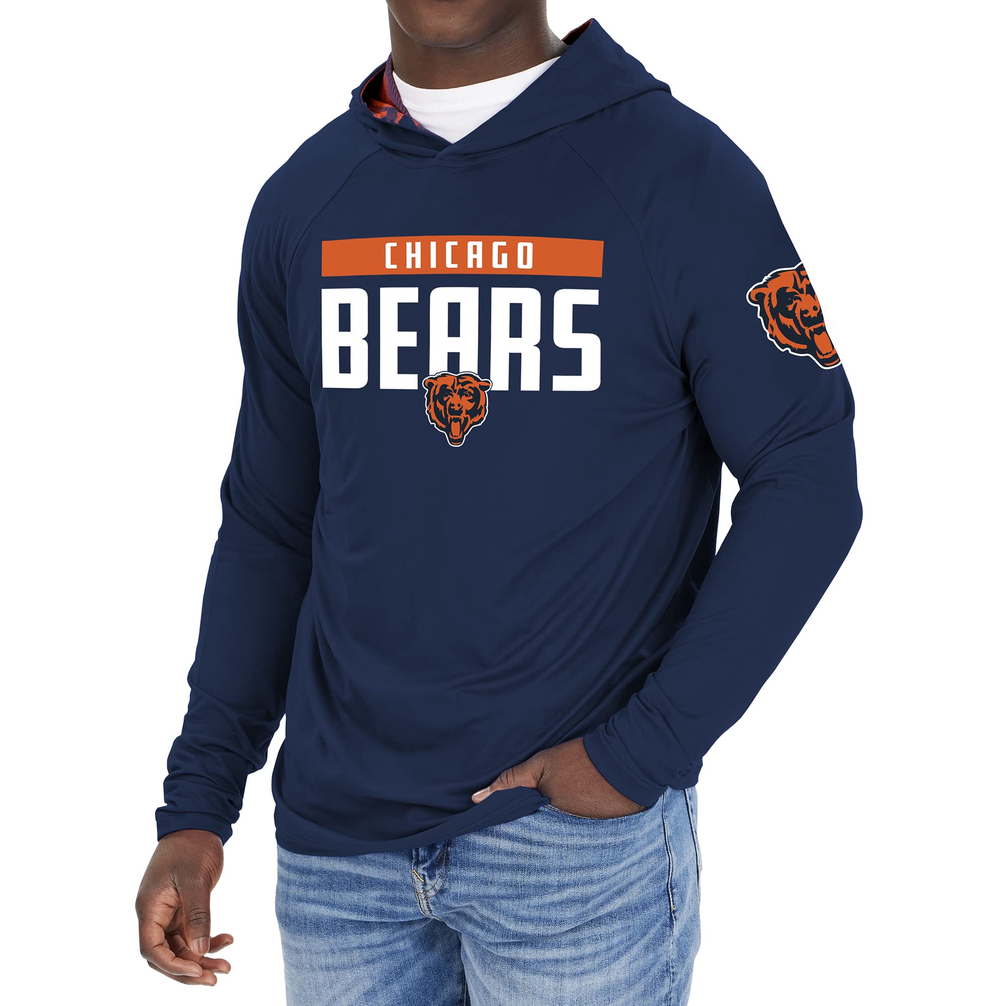 Zubaz NFL Football Men's Solid Team Hoodie with Camo Lined Hood and Sleeve Graphic — view 98