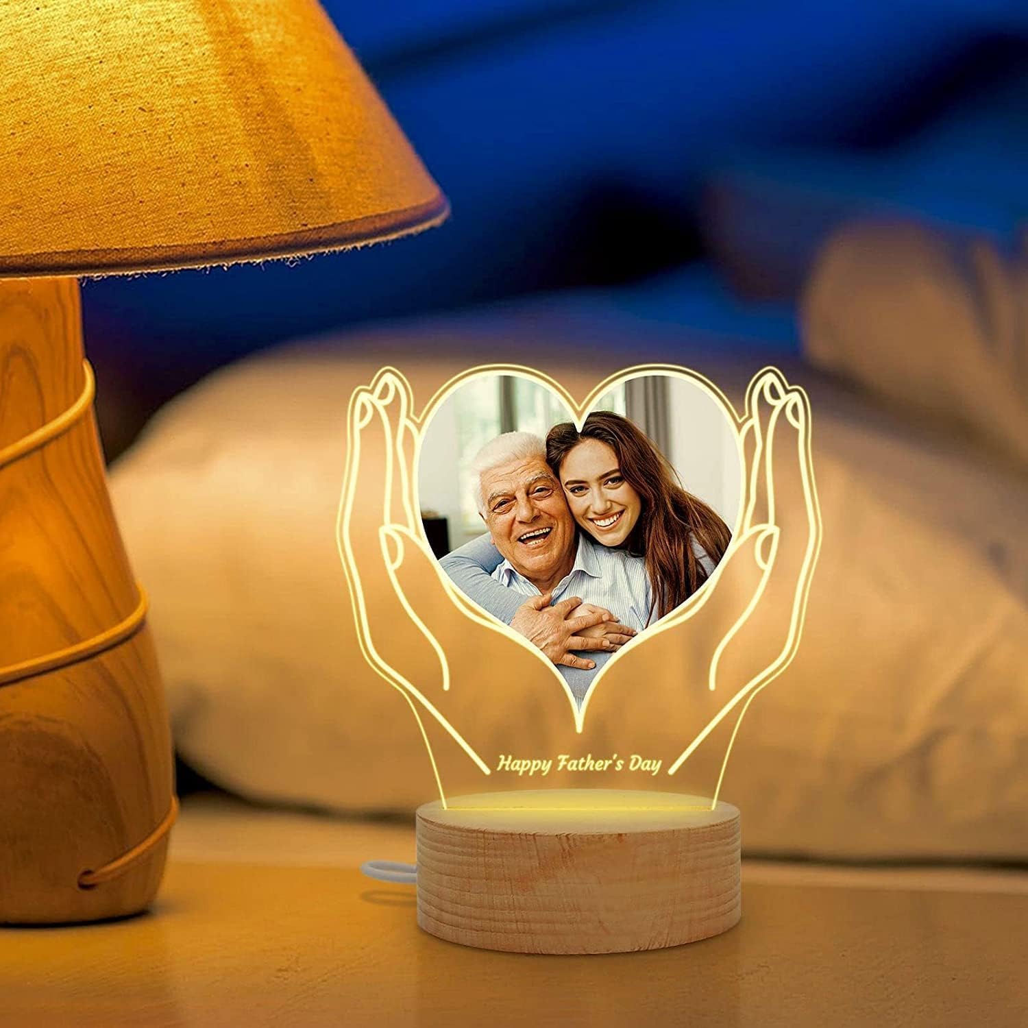 DPDP Personalisierte 3D Herz-Foto-Nachtlampe – Mit Namensgravur, USB-Betrieb, Romantisches Geschenk