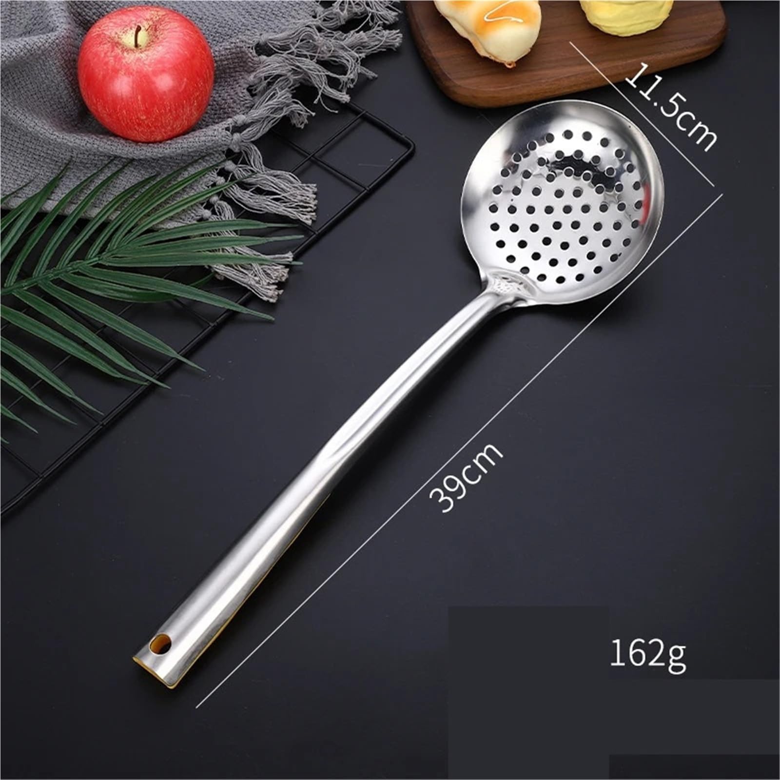Espumadera Juego de 4 coladores Grandes de Acero Inoxidable Gruesos, cucharas filtrantes, coladores de Fideos for el hogar, separadores de Aceite, Utensilios de Cocina para Espumar