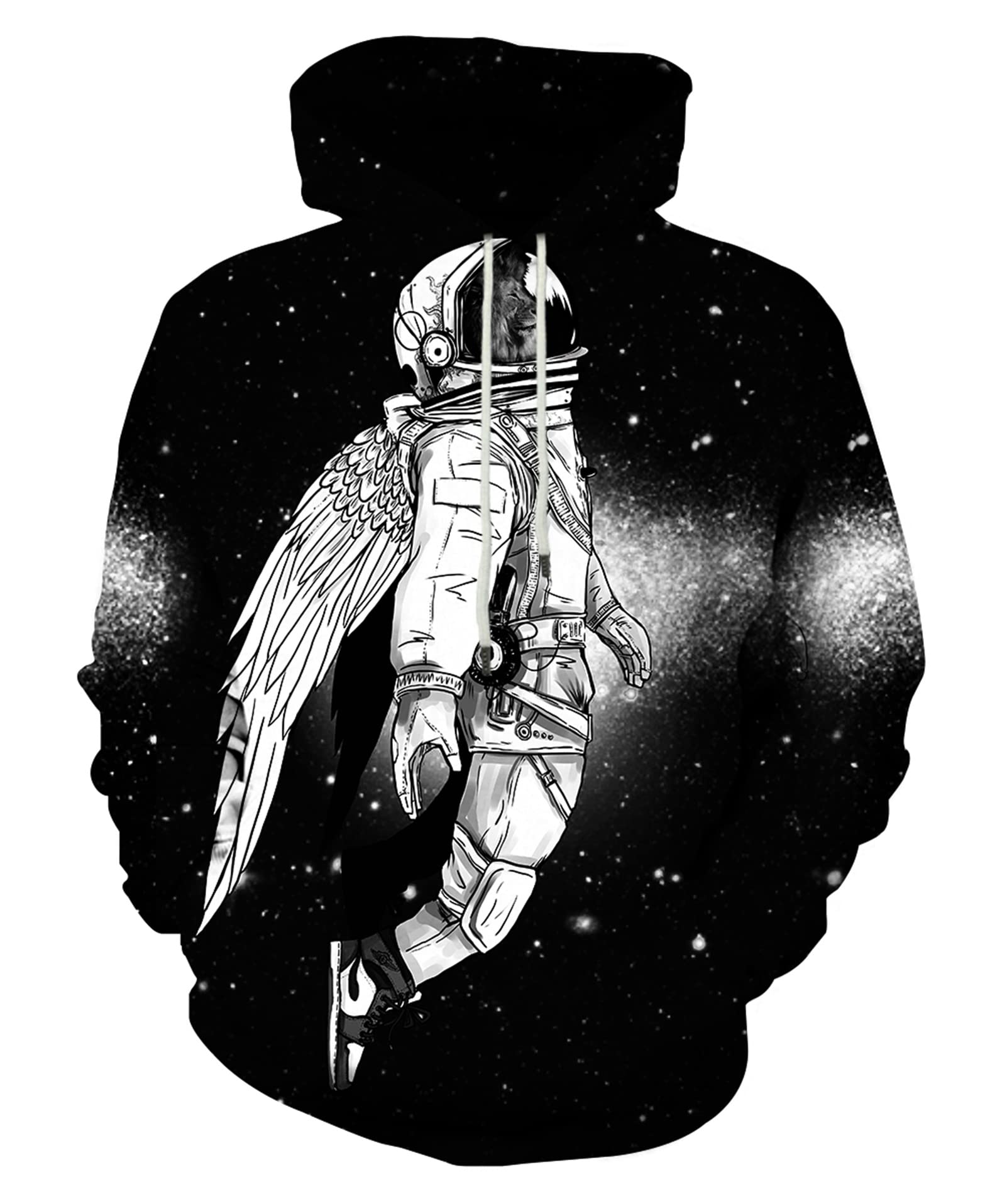 EOWJEEDUnisex Realistic 3D Print Galaxy Pullover Hooded Sweatshirt Hoodies with Big Pockets