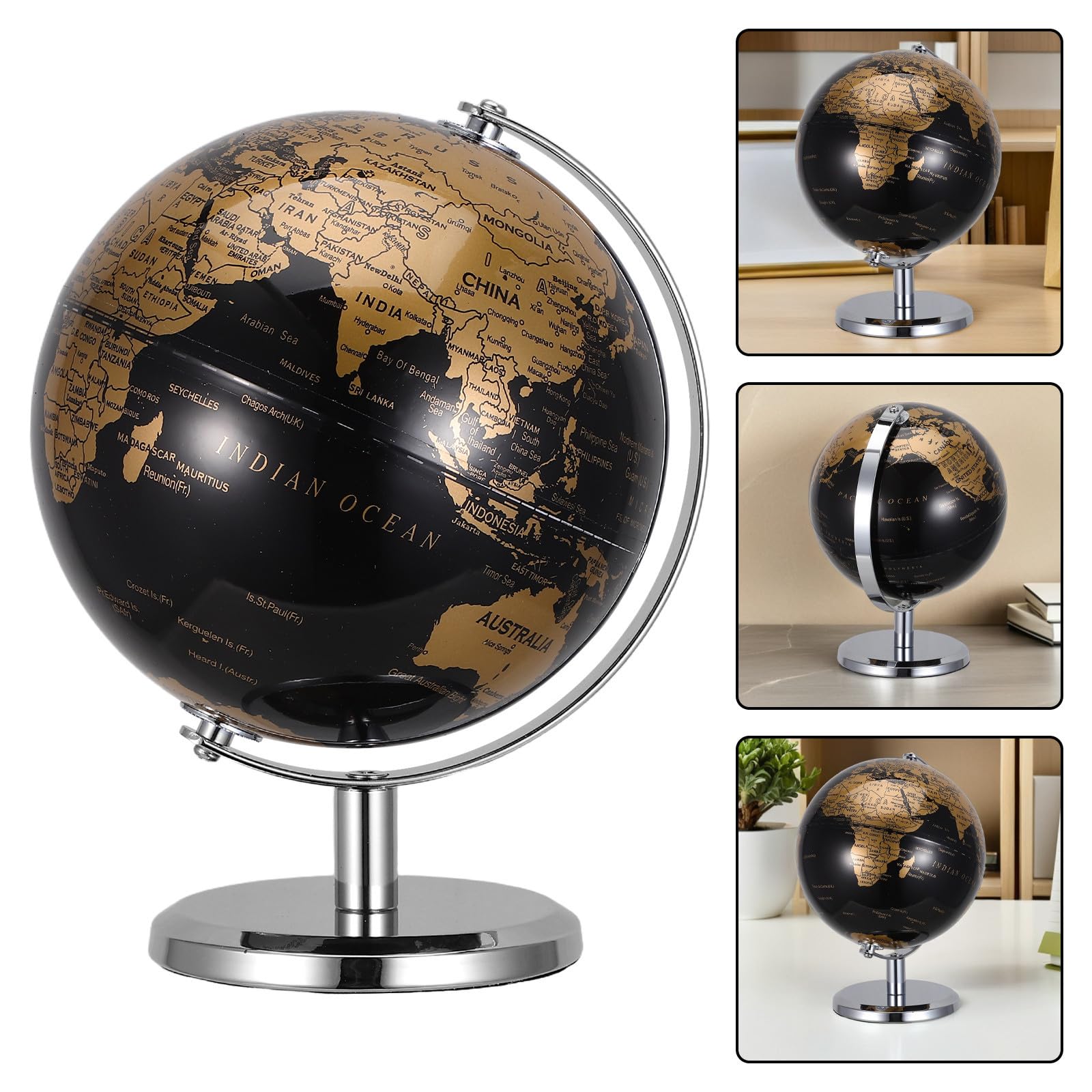 Globo Terráqueo Decorativo Accesorio Educativo y Decorativo Moderno para Escritorio con Diseño Detallado para Oficina y Estudio
