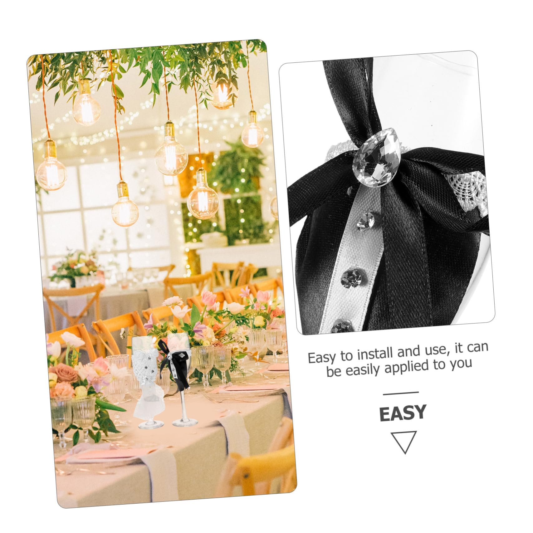 Abaodam Set de Copas de Boda para Brindis de Champán, 2 Piezas, Vidrio