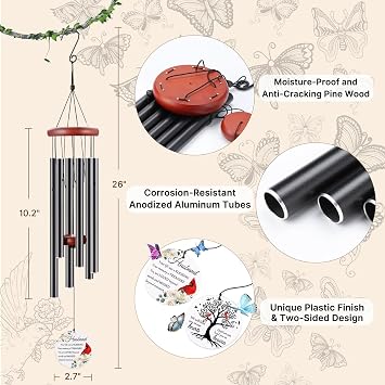BeauGift Memorial Gifts for Loss of Husband, Wind Chimes for Loss of Husband, Bereavement Remembrance Sympathy Gift for Loss of Husband, Husband Memorial Gifts