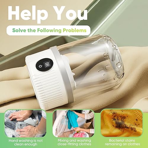 Miniatura 7 de Mini lavadora portátil, lavadora de ropa interior inalámbrica recargable, taza de lavandería ultrasónica de viaje para sujetadoresropa