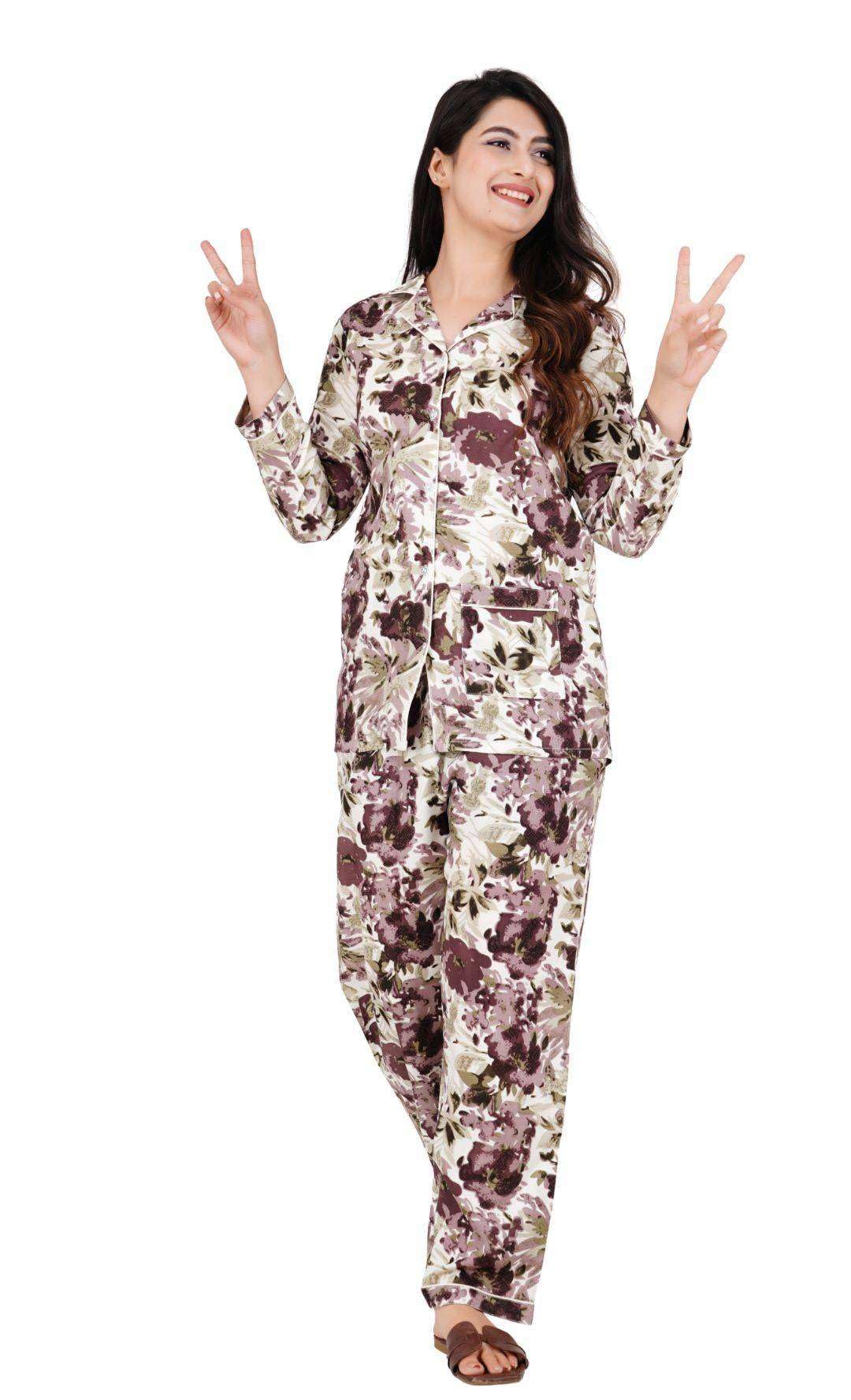 amazon brand - tavasya Women Cotton Night Suit Set | Soft Breathable Fabric | Half Sleeve Shirt & Pajama Set | Printed Comfortable Sleepwear | Regular Fit Nightwear for Women-picture-31