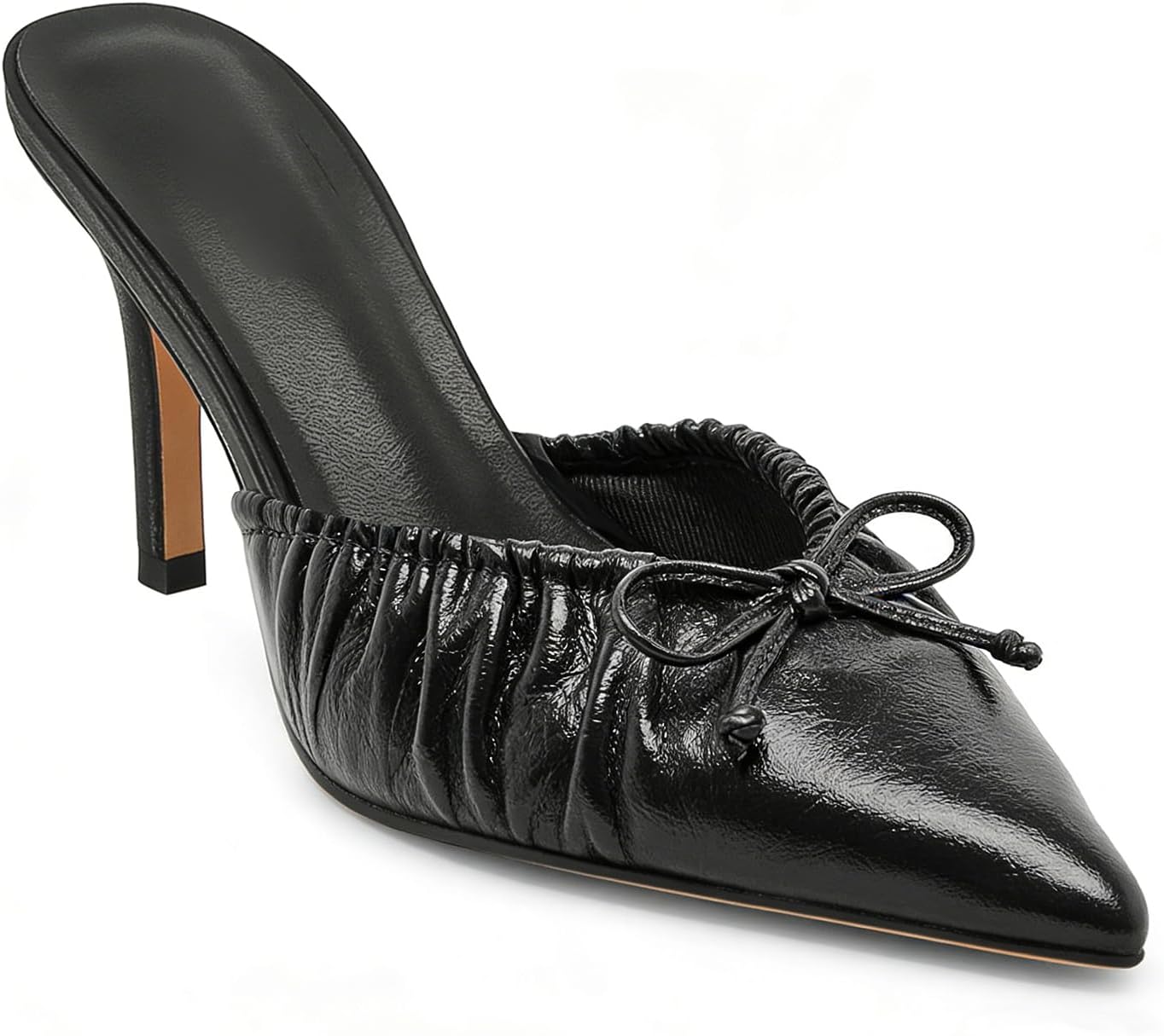 Kitten Heels for Women Bow Pointed Toe Heel Dressy Slip on Mules Trendy Sexy Stiletto Pumps Shoes - Image 7