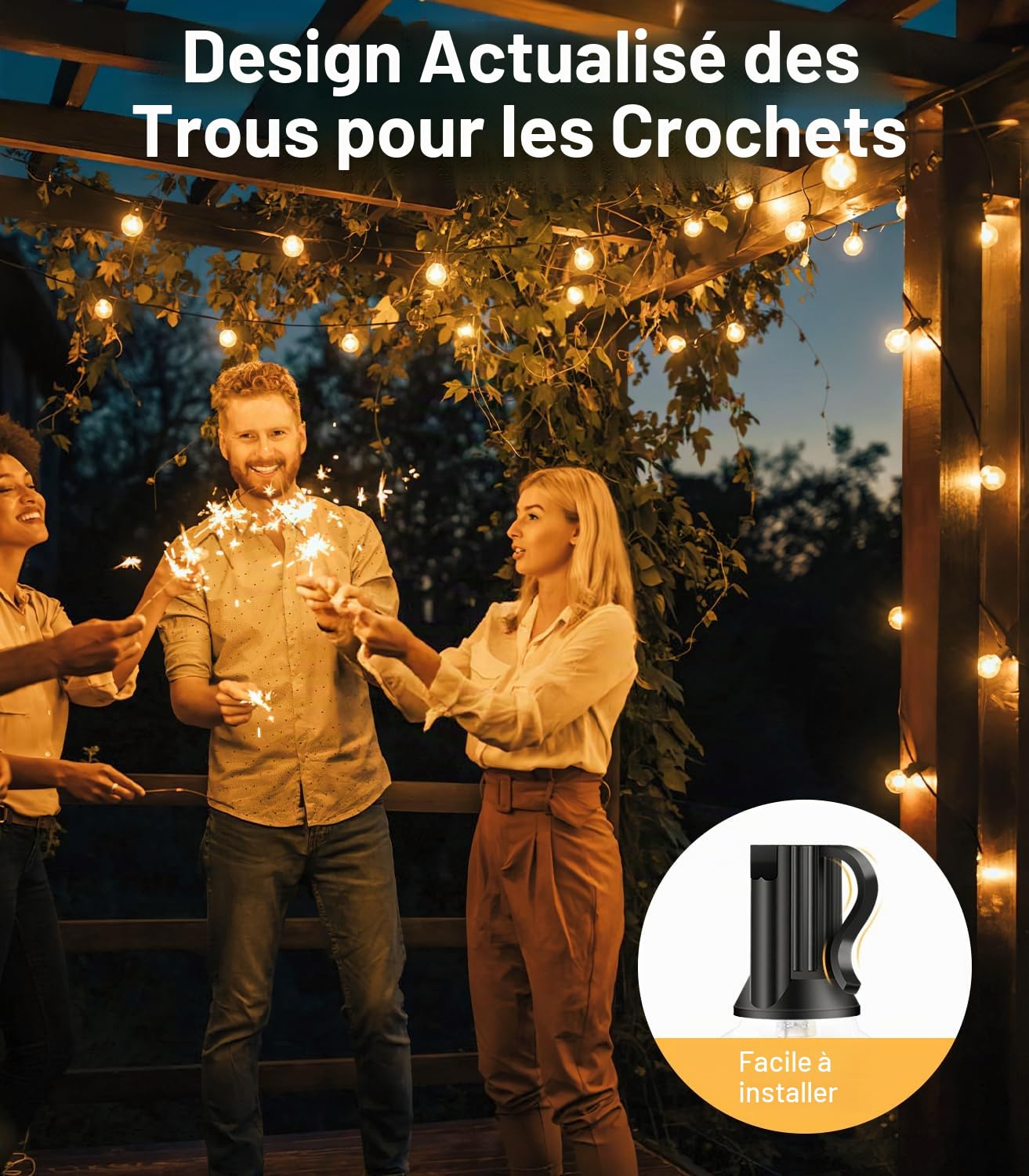 Guirlande Lumineuse Extérieure 30M - 40+2 Ampoules G40 LED, Télécommande IP44 Imperméable, Guirlande Connectable pour Jardin/Terrasse/Balcon