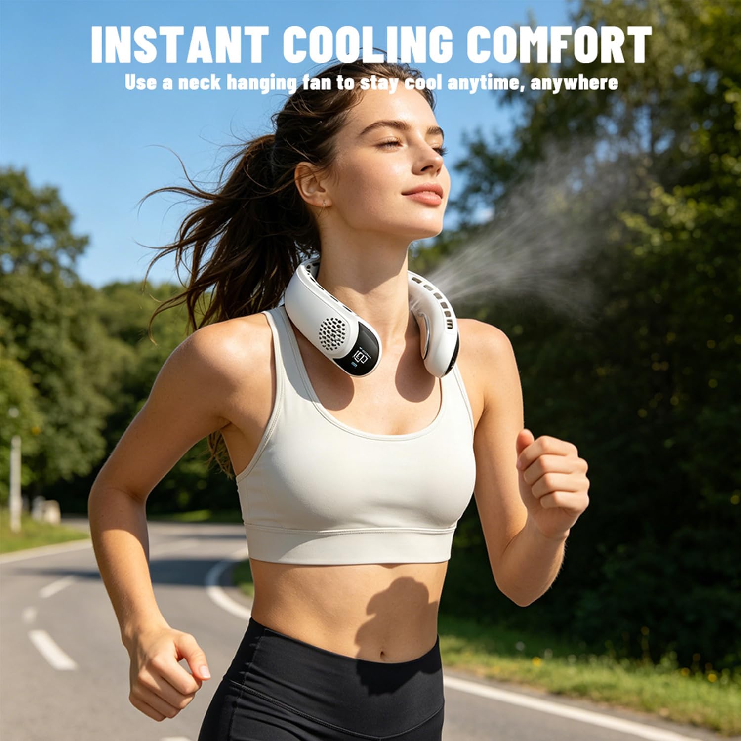 Ventilador de cuello portátil, 3 niveles, silencioso y potente, ventilador de cuello sin hojas, con indicador LED, recargable, ventilador colgante personal para exteriores, viajes, oficina y