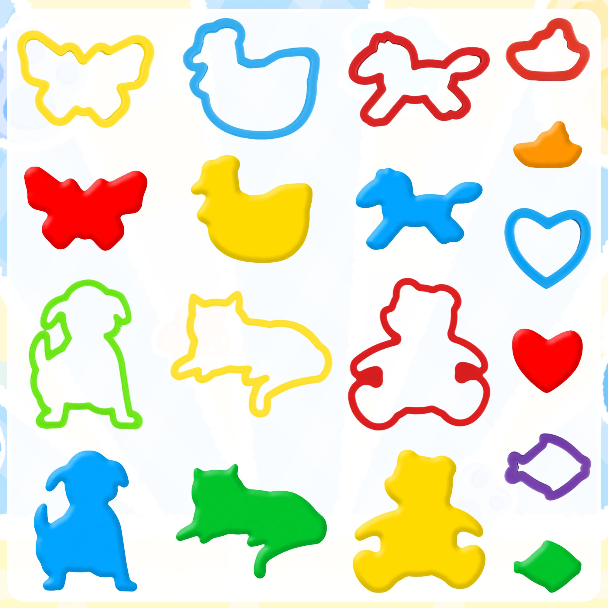 Oun Nana Playdough Tools Set for Kids, 32 PCS Playdough Accessories with Play Dough Animal Molds and Shaped Cutters, Plastic Play Dough Toys for Toddlers, Mixed Colors and Random Colors - Image 3