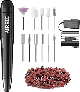 AIRSEE Home Lite Portable Electric Nail Drill Machine with adapter for Beginners, EFile for Acrylic Gel Nails and Manicure Pedicure Polishing Shape, Electric Nail File Kit for Home,Black