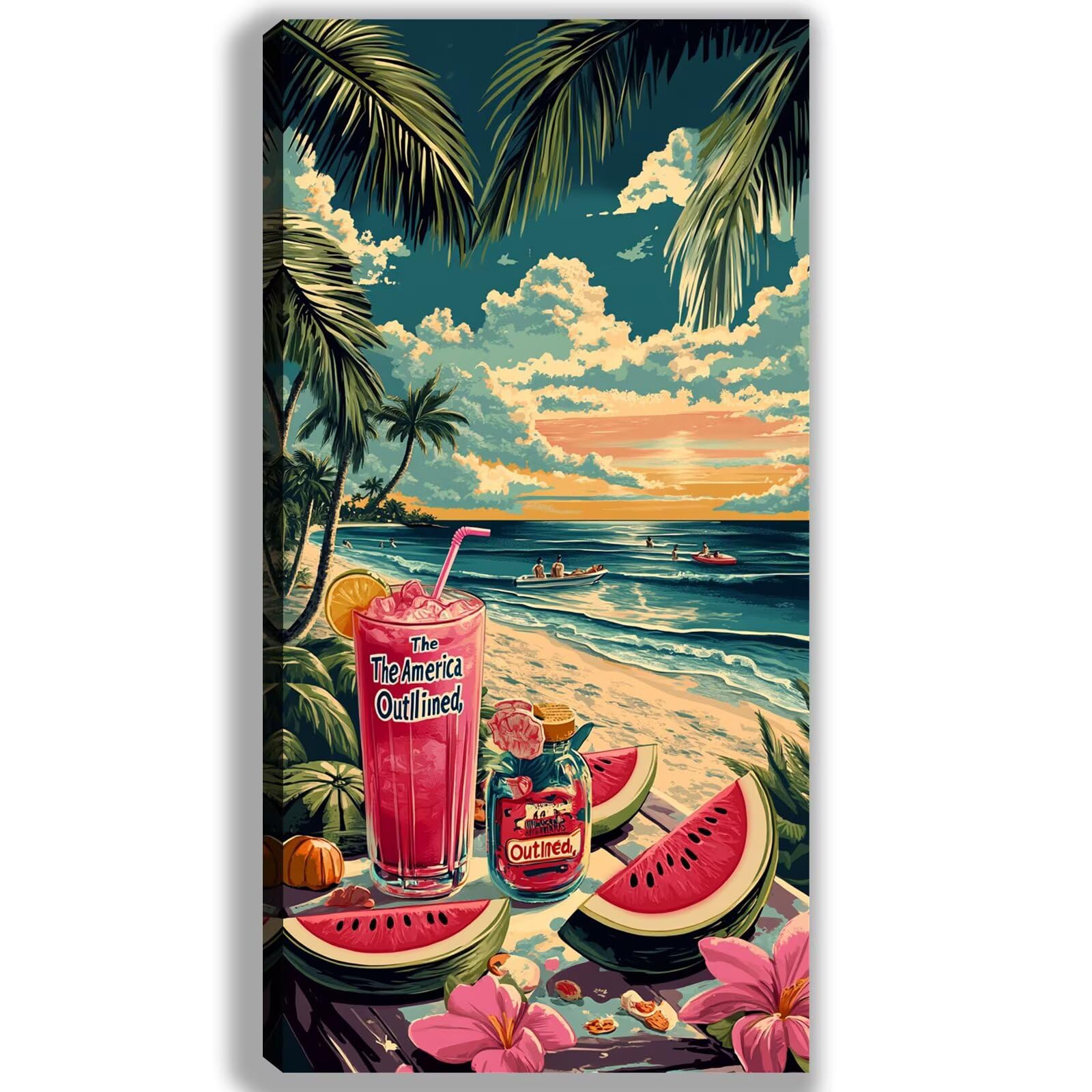 Malen nach Zahlen Erwachsene Großes Format 60x120cm, Sommer Panorama DIY Malset Komplettset auf Leinwand, Ohne Rahmen Acryl Ölgemälde Malen nach Zahlen Wassermelone, Geschenk für Frauen,w-1032k