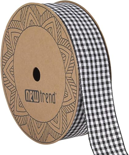 NOYI TRAXD - Cinta a cuadros de 25 yardas cada rollo con borde tejido de poliéster 100% (1 pulgada, negro)