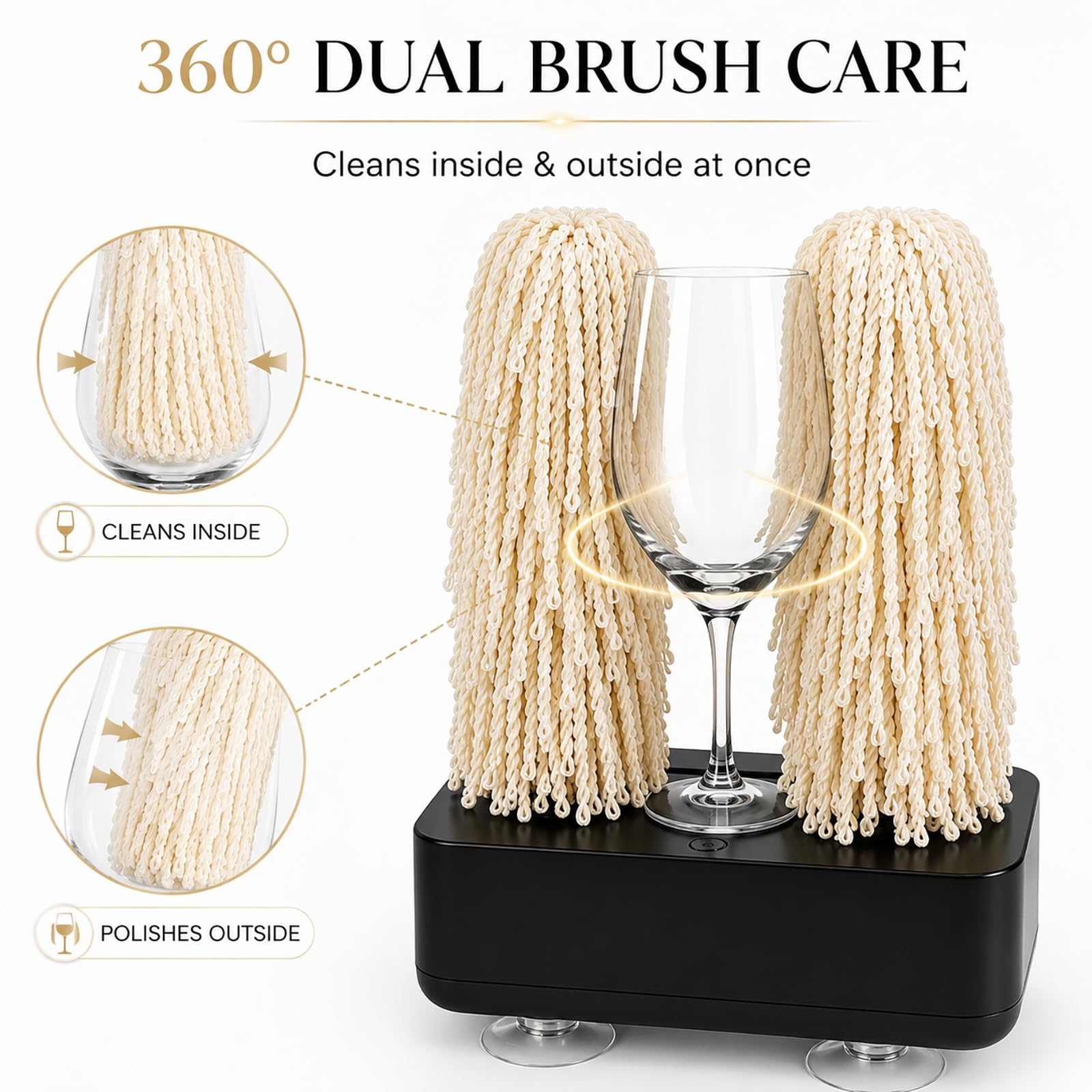 Lucidatrice for Bicchieri Elettrica Asciugatore Vino Rotante 600 RPM Asciugatura Rapida Doppia Spazzola Lavabicchieri Professionale Bar Ristorante Hotel Cucina