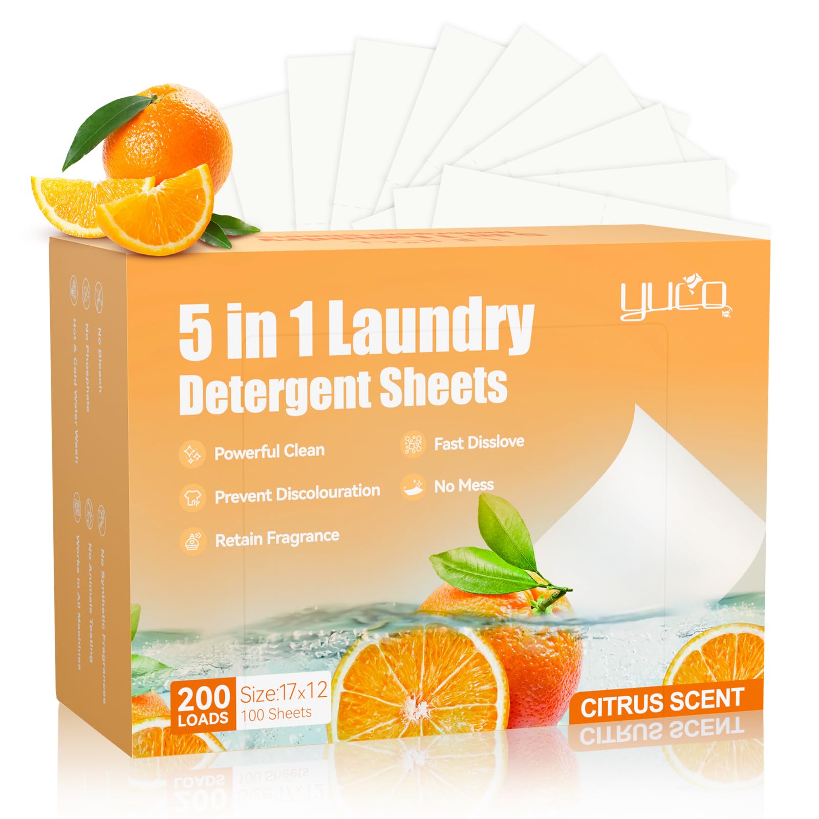 Laundry Detergent Sheets 200 Loads Citrus Scent Laundry Soap Sheets Compact Lightweight Liquidless Biodegradable Plastic Free Alternative to