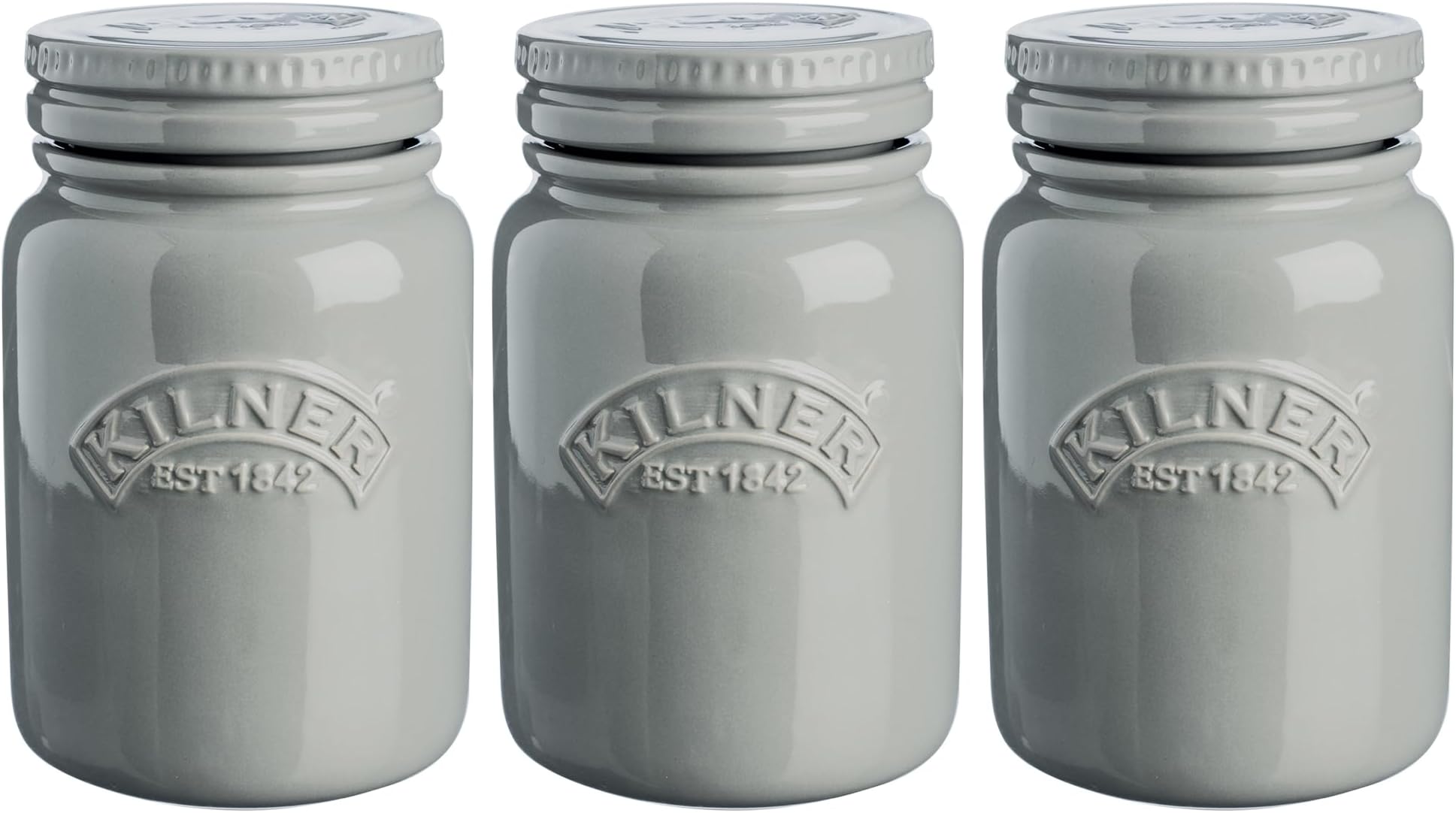 Kilner Set Of 3 Jars Ceramic Storage Morning Mist