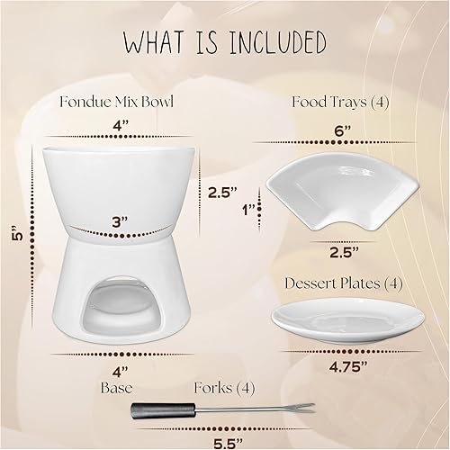 Miniatura 6 de Juego de ollas de fondue  Juego de fondue familiar e interactivo con fuente de calor de luz de té  Olla de cerámica de calidad para cualquier cena o