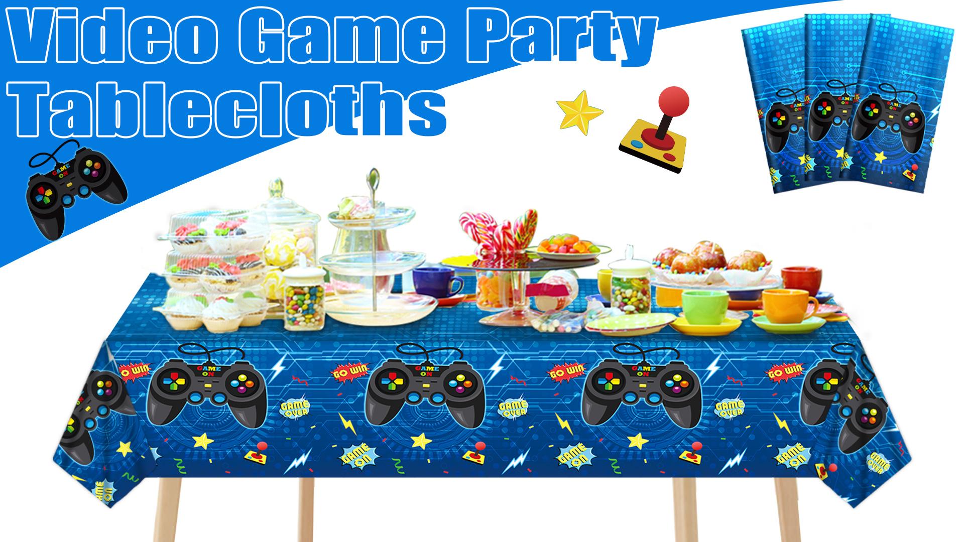 Set van 4 Video Game Tafelkleden Video Game Verjaardagsdecoratie Game Party Benodigdheden 86 inch x 130 cm Rechthoek Video Game Party Tafel Cover Video Game Party Decoraties Favorieten