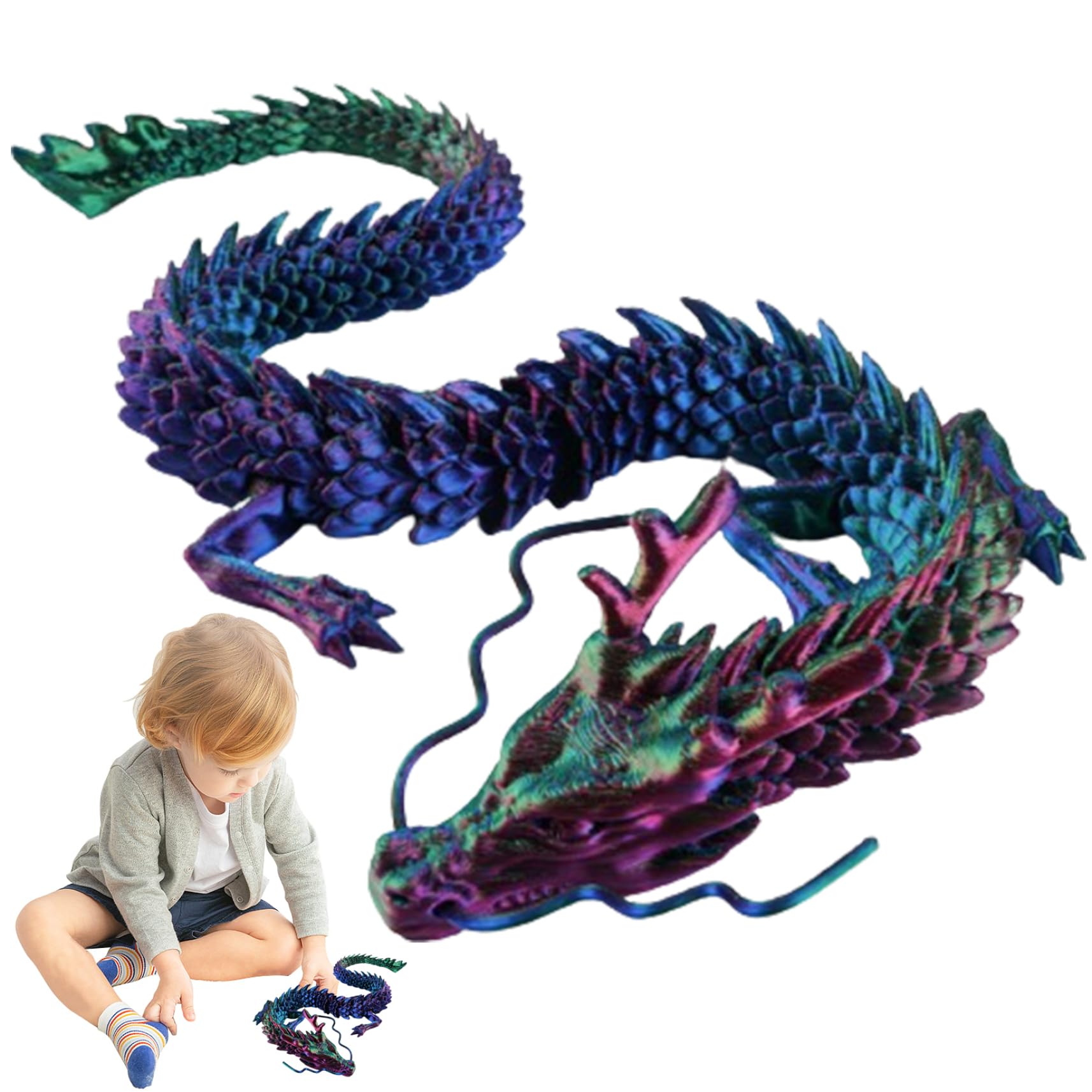 TranRantic 3D Drache 40cm - Biegsamer Kristalldrache Mit Farbverlauf Für Deko & Spiel