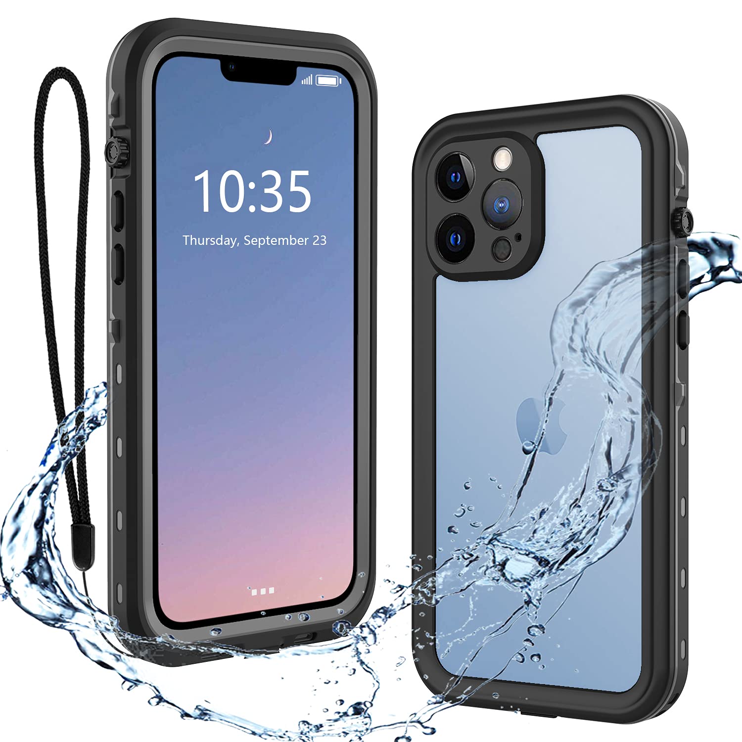 iPhone 13 Pro Max Case, 13 Pro Max Waterproof Case with Built-in Screen Protector Clear Cover Rugged Shockproof Full Protection Anti-Scratch Bumper Cases for iPhone 13 Pro Max 6.7 inch (2021/Black)